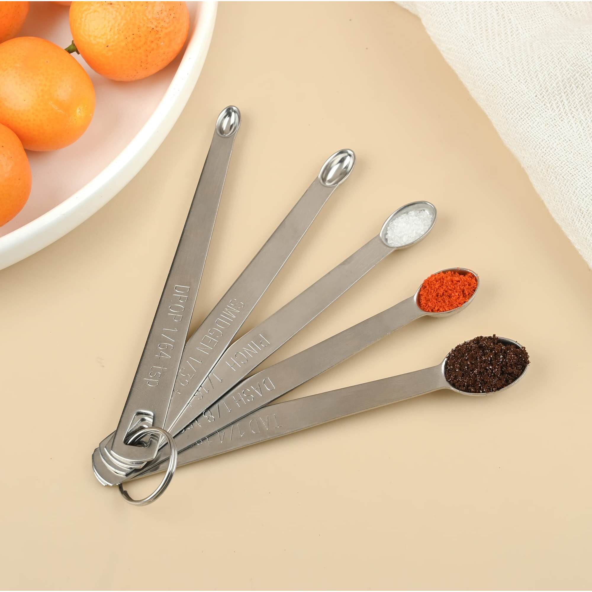 Kalsreui Measuring Spoons Set  Mini Teaspoon Measuring Spoons  Tiny Tsp Metal Measuring Spoons  Stainless Steel Measuring Spoons  1/16  1/8 Teaspoon Measuring Spoon  Small Measuring Spoons For Spice