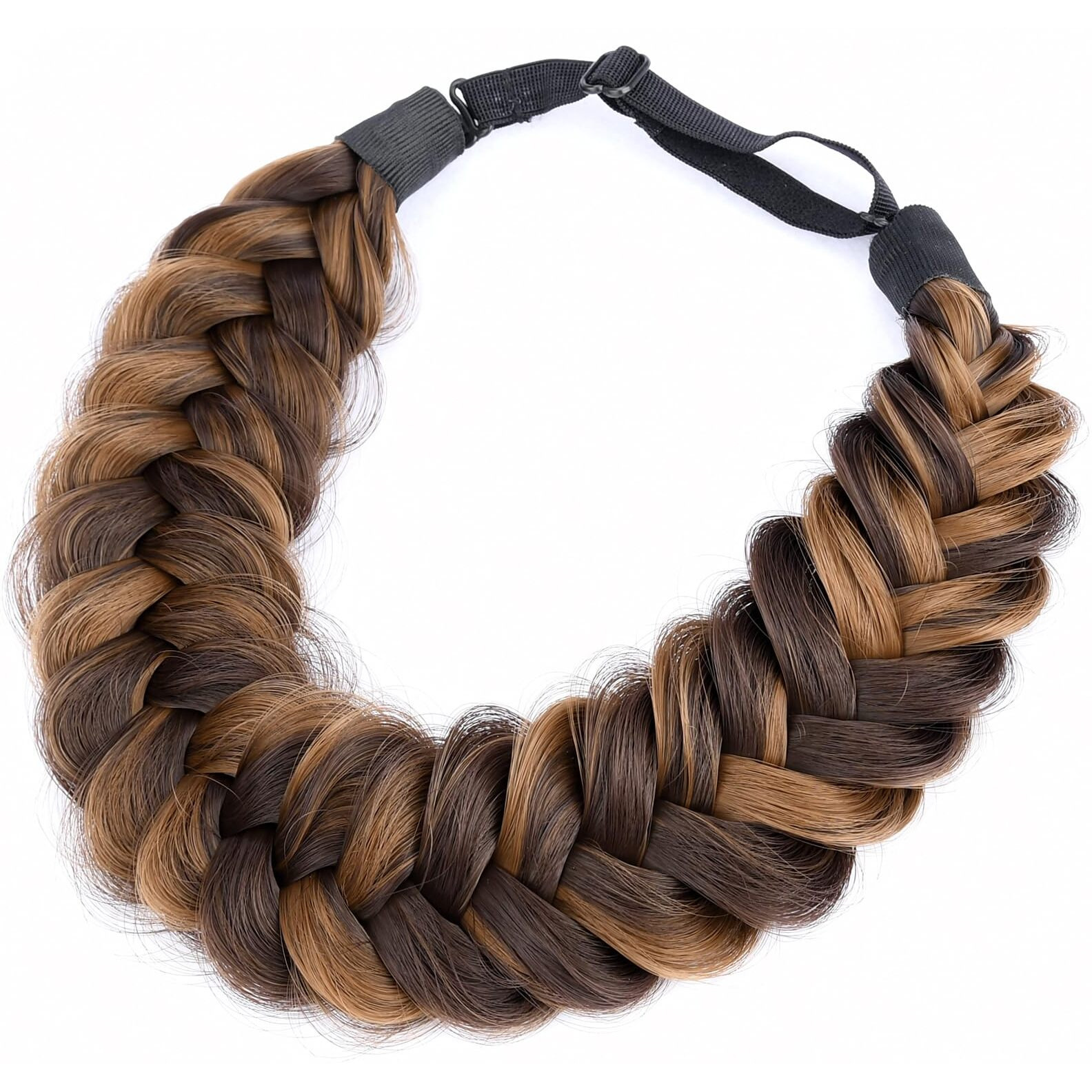 Gledola Synthetic Hair Braided Headband Classic Chunky Wide Plaited Headband For Women Girl Beauty (Chocolate Toast)