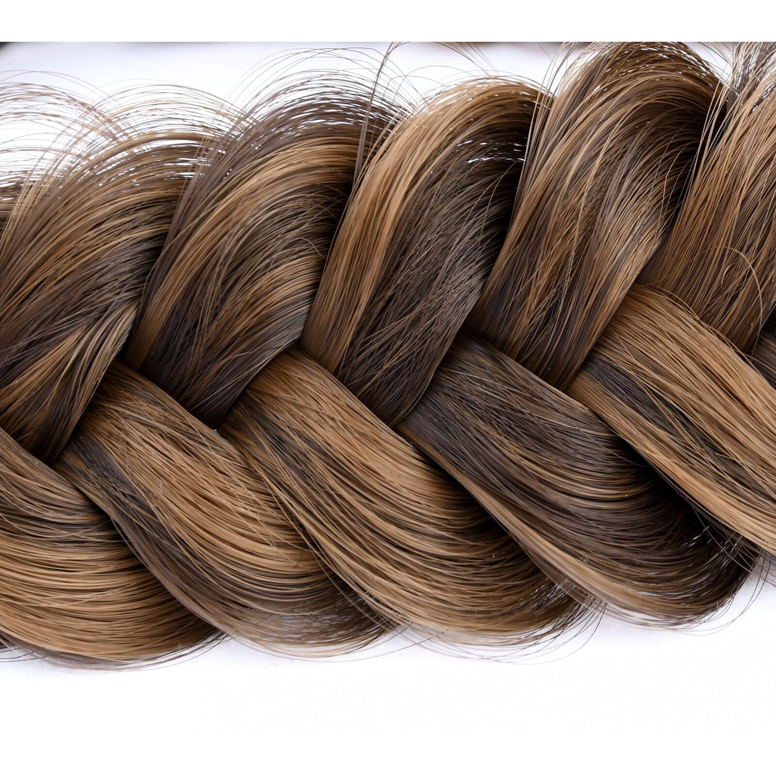 Gledola Synthetic Hair Braided Headband Classic Chunky Wide Plaited Headband For Women Girl Beauty (Chocolate Toast)