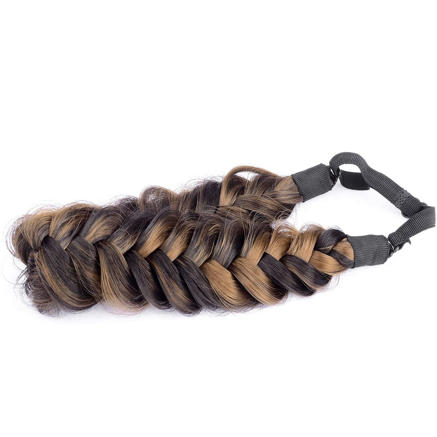 Gledola Synthetic Hair Braided Headband Classic Chunky Wide Plaited Headband For Women Girl Beauty (Chocolate Toast)