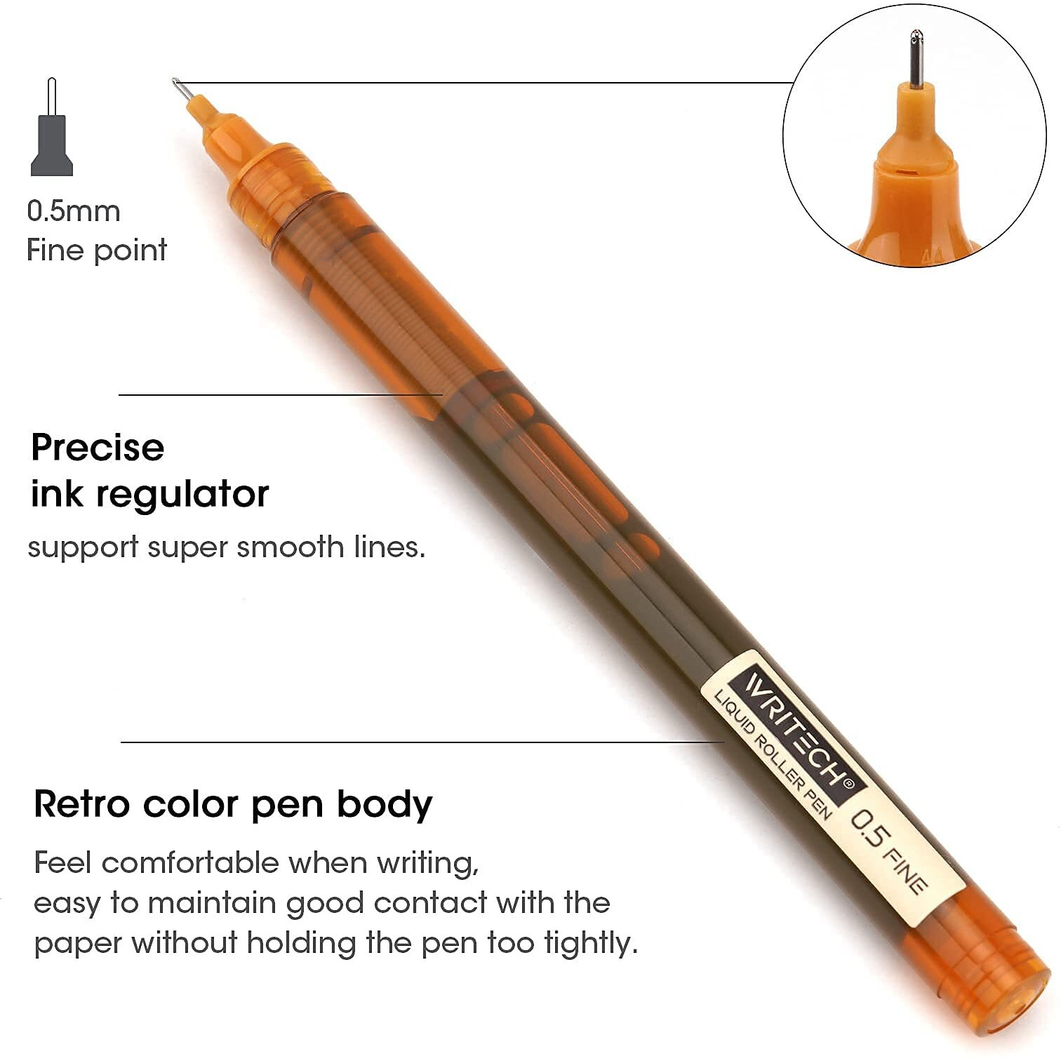 Writech Rolling Ball Quick Dry 0.5 Mm Extra Fine Point 10 Pcs Liquid Rollerball Multicolor (Multicolor)