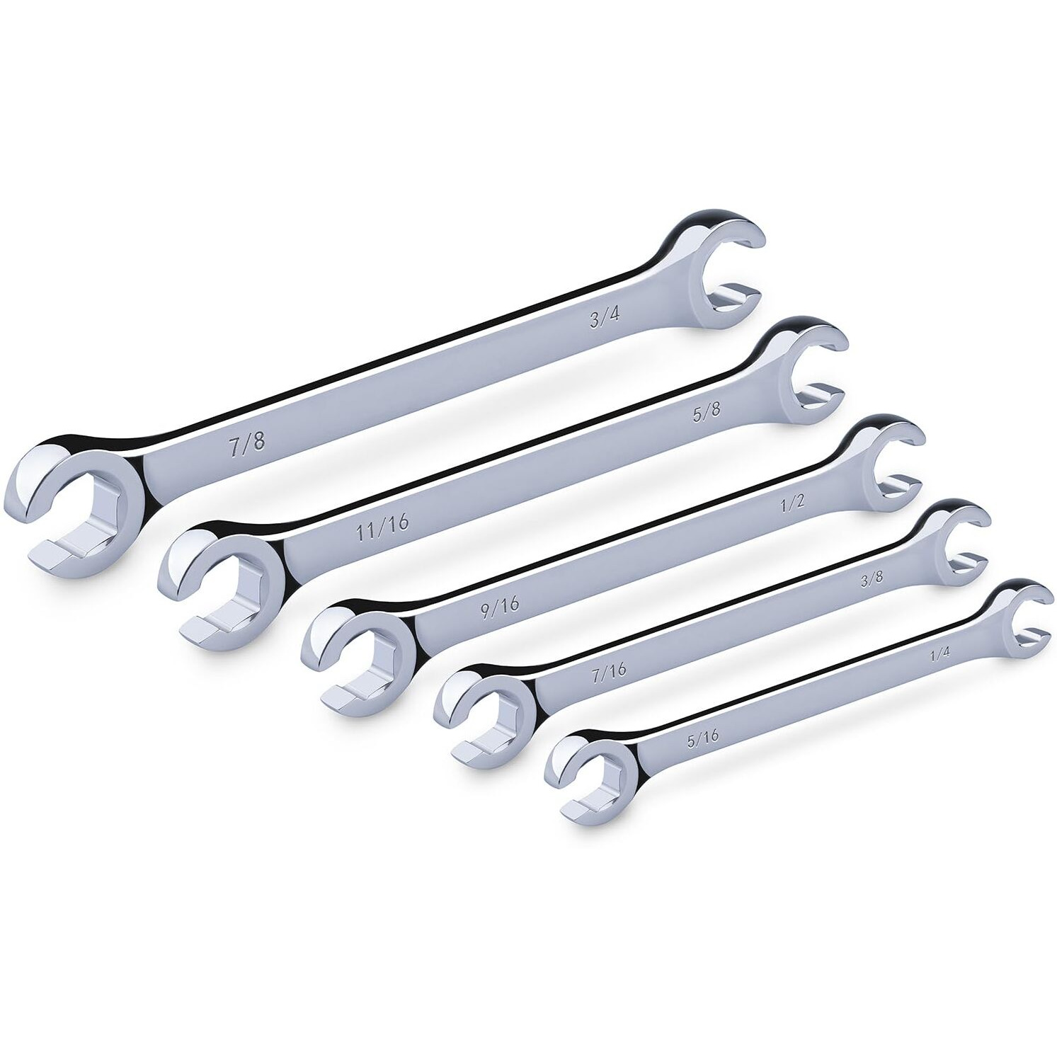 Efficere 6-Piece Double-End Metric Flare Nut Wrench Set With Rack  Size 9  10  11  12  13  14  15  16  17  18  19  21Mm | Cr-V Steel  6-Point Head  Best Line Wrench For Fuel  Brake  Air Conditioning