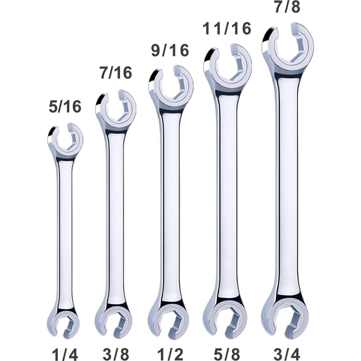 Efficere 6-Piece Double-End Metric Flare Nut Wrench Set With Rack  Size 9  10  11  12  13  14  15  16  17  18  19  21Mm | Cr-V Steel  6-Point Head  Best Line Wrench For Fuel  Brake  Air Conditioning