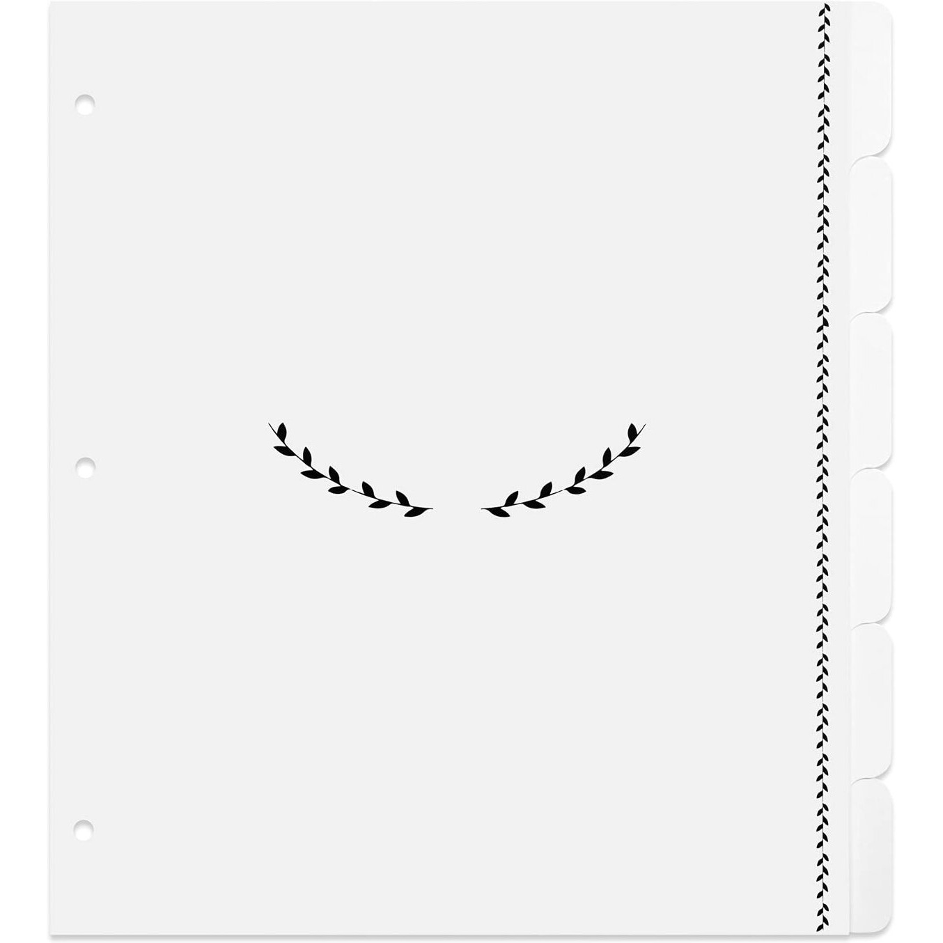 Jot & Mark Recipe Binder Tab Dividers With Blank Labels | 6 Customizable Organizer Dividers For 8.5"" X 11"" 3-Ring Binders (Black & White)