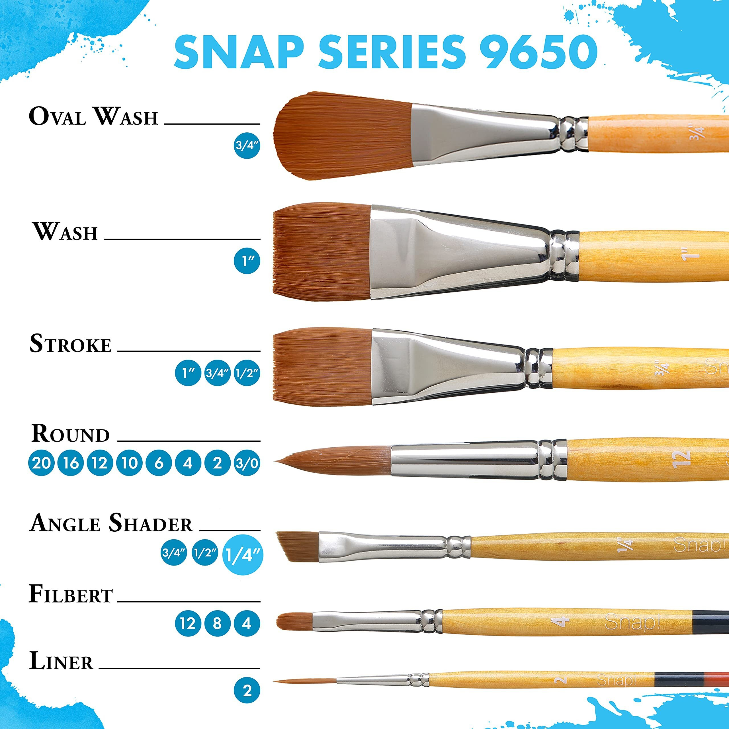 Princeton Snap 9650Fb-8 Taklon Filbert 8 Snap Brush  Size 8  Gold
