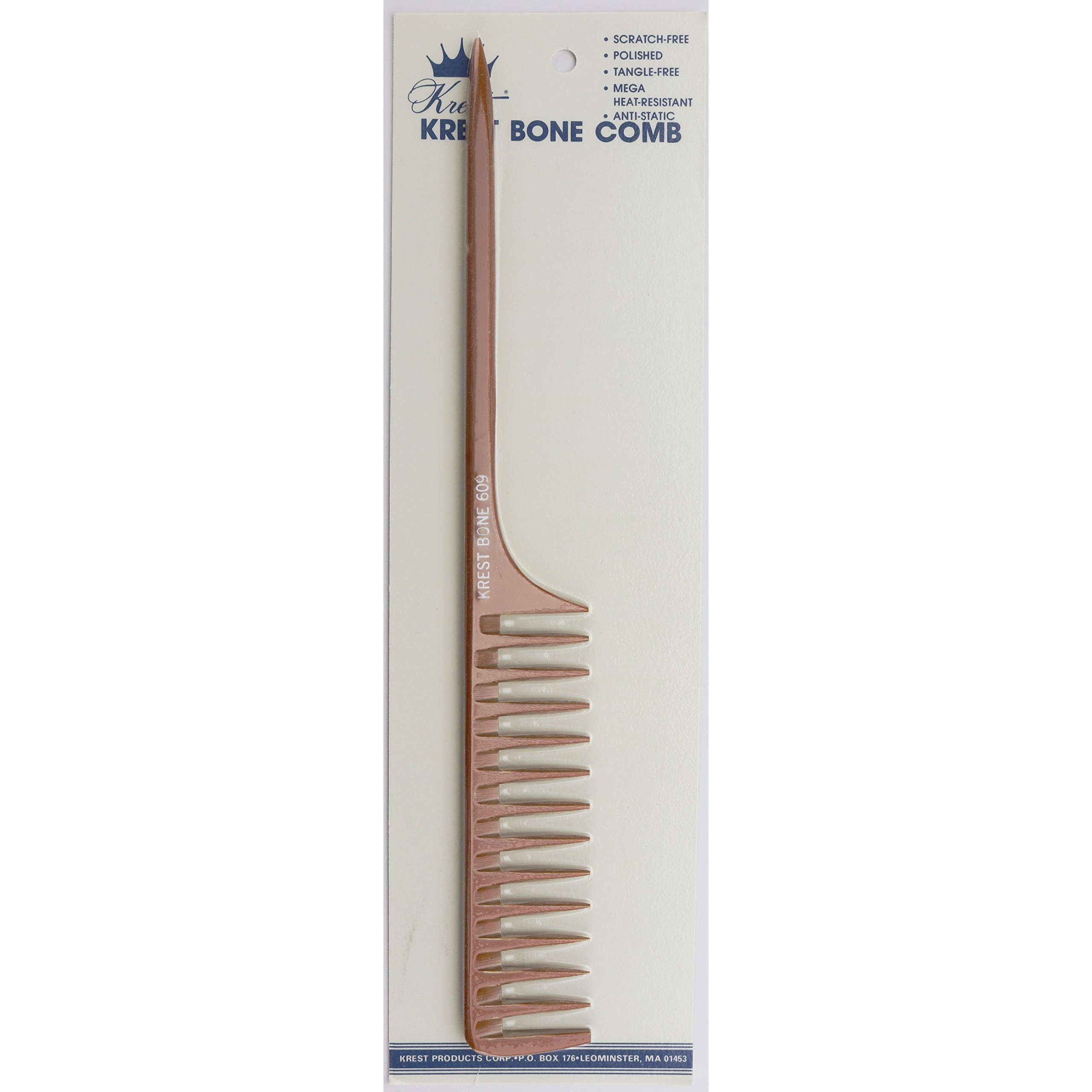 Krest Bone 10 Inch Space Teeth Rattail Comb. Professional Comb. Heat Resistant Comb. Styling Combs. Detangle  Sectioning Comb.
