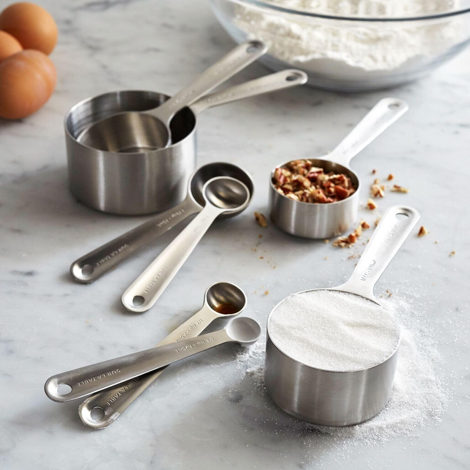 Sur La Table Stainless Steel Measuring Cups & Spoons  Set Of 8  Silver