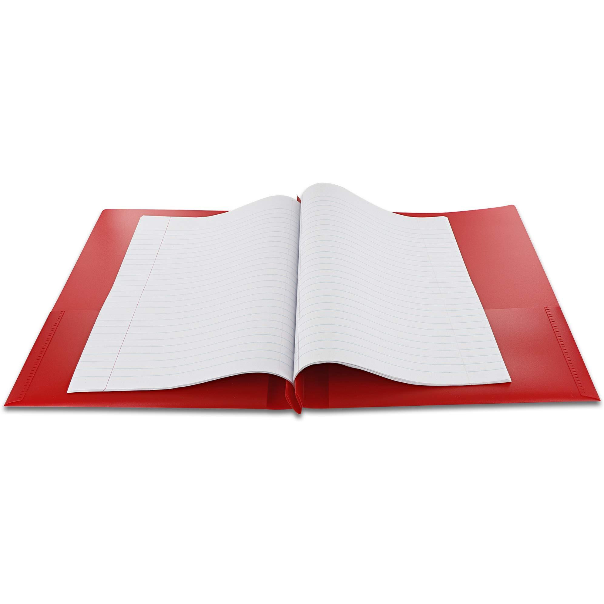 Emraw 2 Pocket Poly Portfolio Two Pockets Folder With 3 Prongs And Business Card Holder Organizer Designed For Home  Office  School  Classroom And More - Actual Colors May Vary (Pack Of 3)