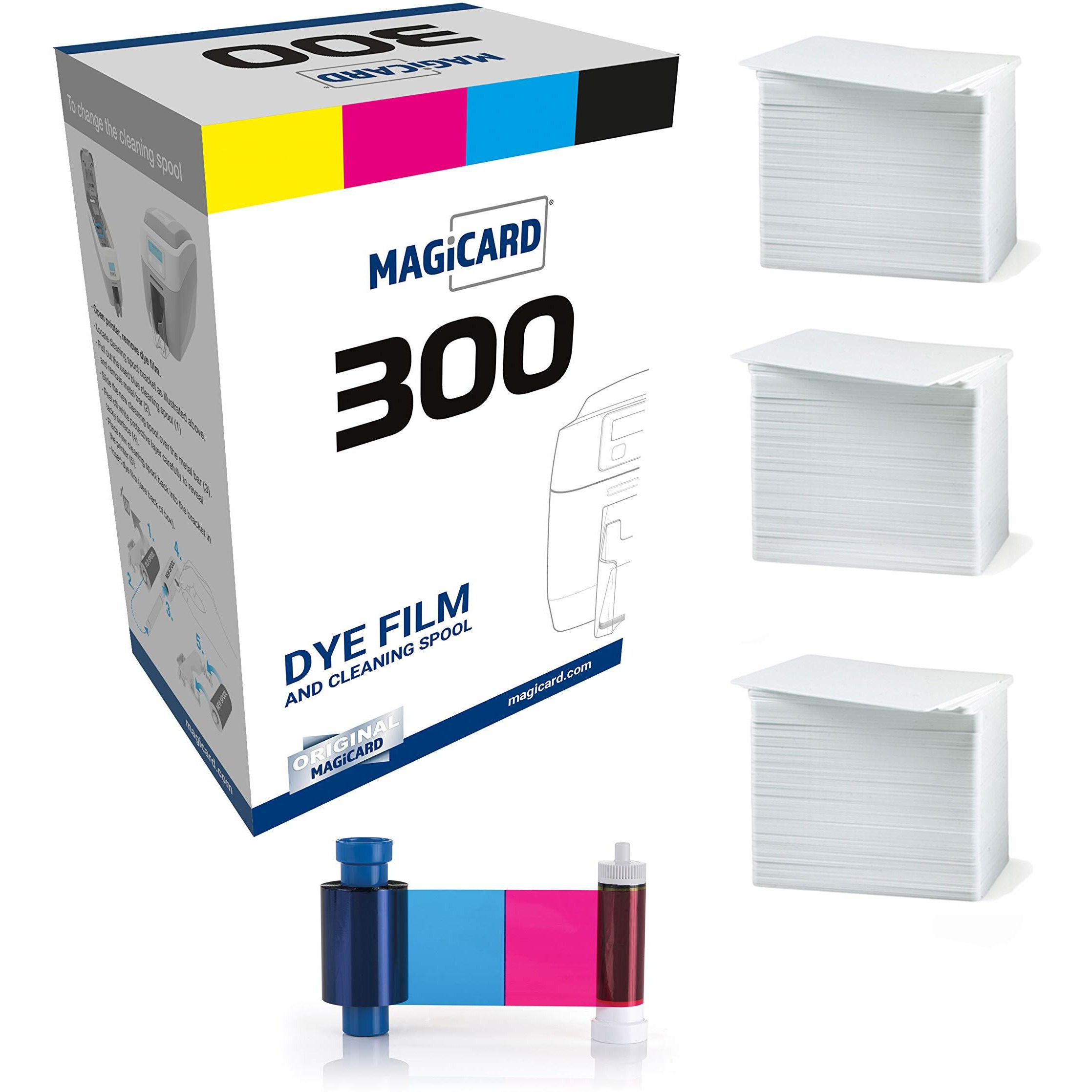 Magicard 300 Printer Mc300Ymcko Color Ribbon - Ymcko - 300 Prints With Bodno Premium Cr80 30 Mil Graphic Quality Pvc Cards - Qty 300