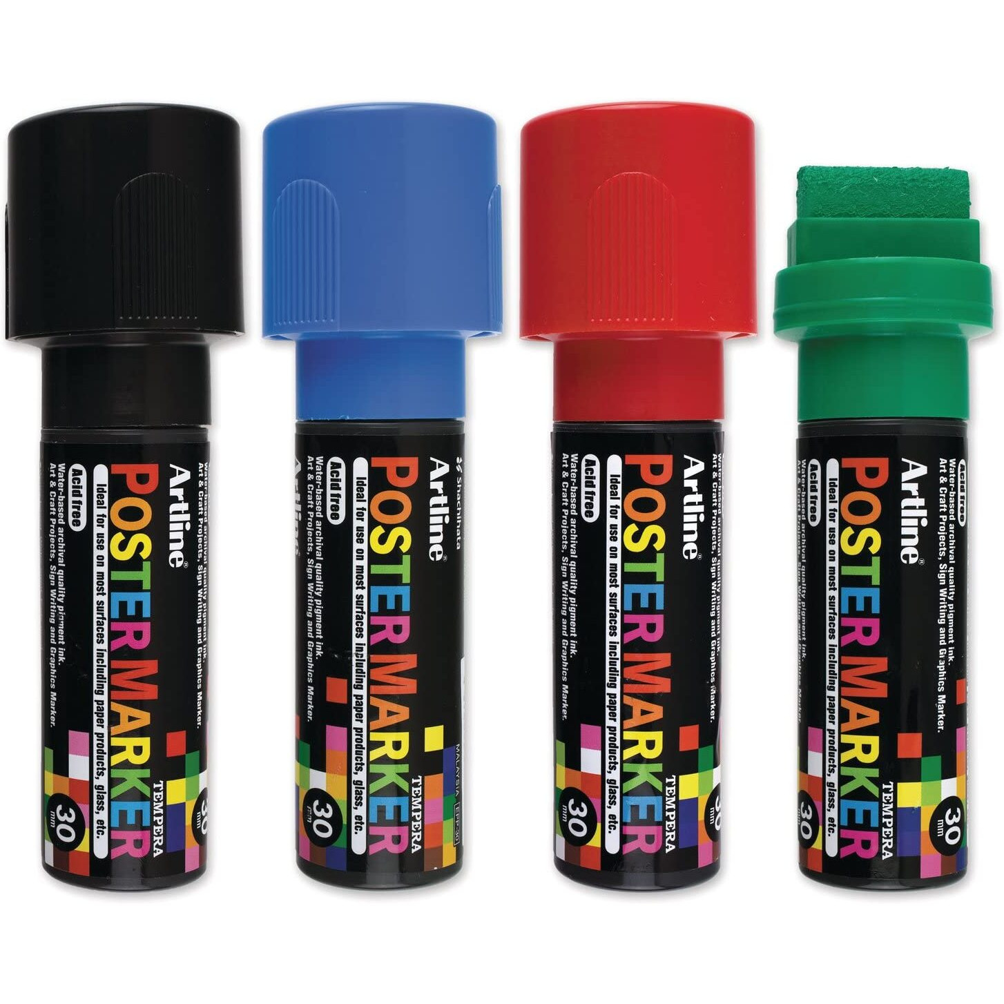 Artline Poster Markers  30 Mm Writing Width  Classic Colors  4 Pack (Epp-30-4W2)