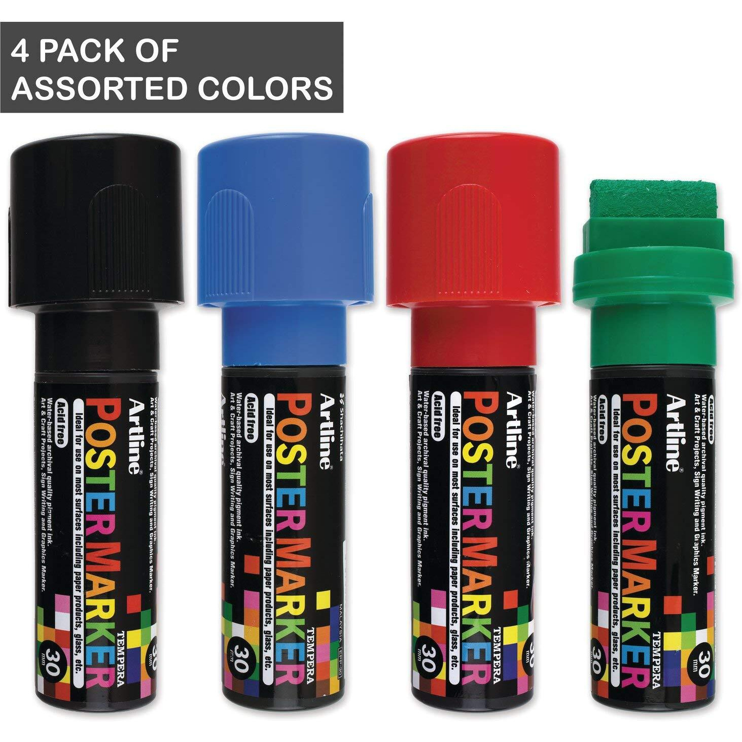Artline Poster Markers  30 Mm Writing Width  Classic Colors  4 Pack (Epp-30-4W2)