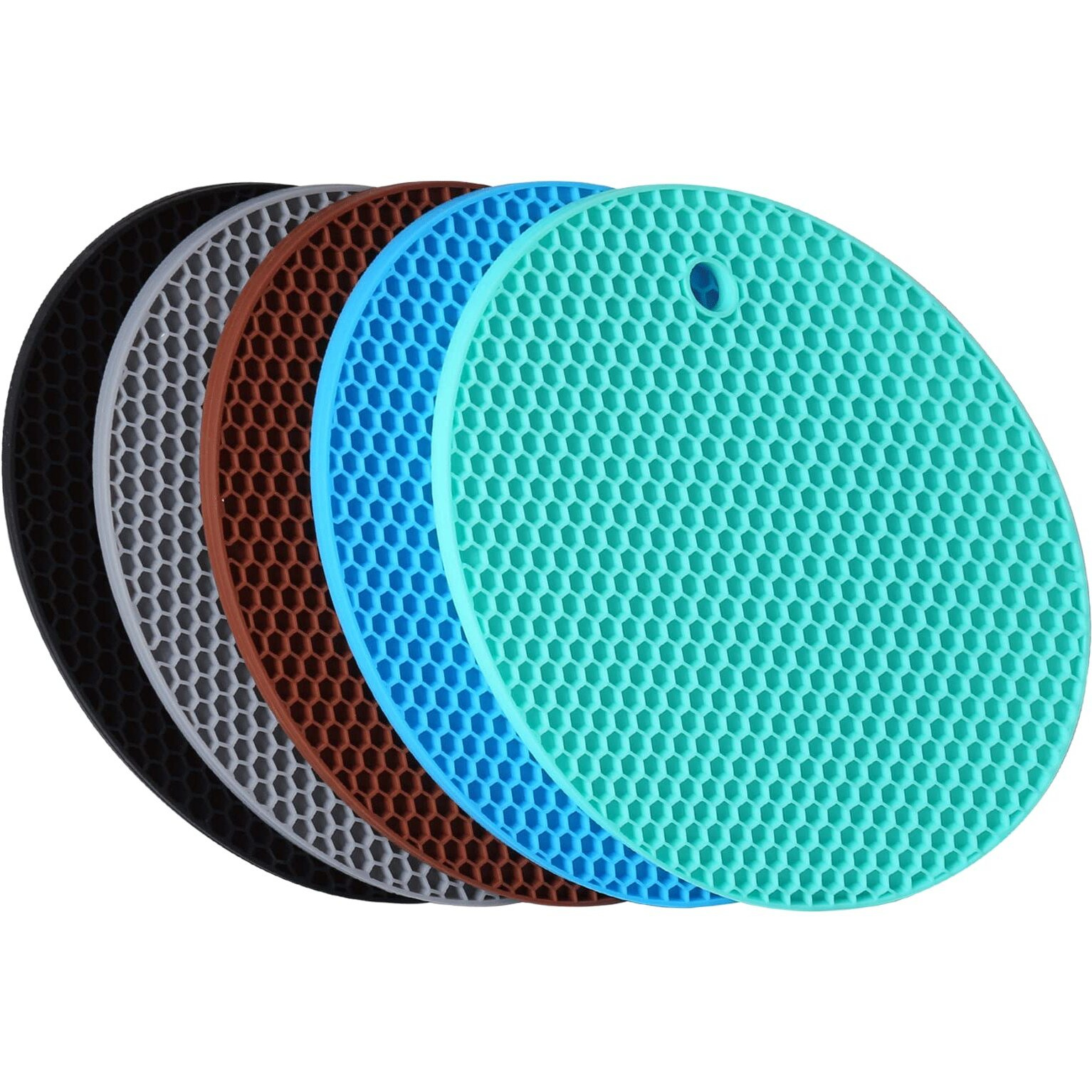 5 Pack Silicone Pot Holder Trivet Mats  Heatproof Trivets For Hot Dishes  Nonslip Insulation Honeycomb Rubber Hot Pads For Countertop  Extra Thick & Flexible Mats Heat Resistant Trivets (Multicolor)