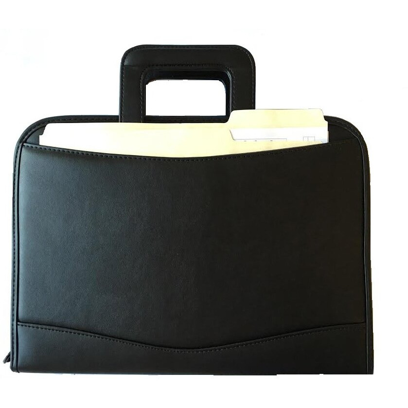 Impecgear Zippered Executive Ring Binder Portfolio Padfolio  W/Smart Handle  Build-In Calculator (Black)
