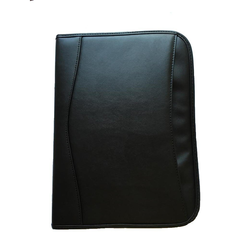 Impecgear Zippered Executive Ring Binder Portfolio Padfolio  W/Smart Handle  Build-In Calculator (Black)