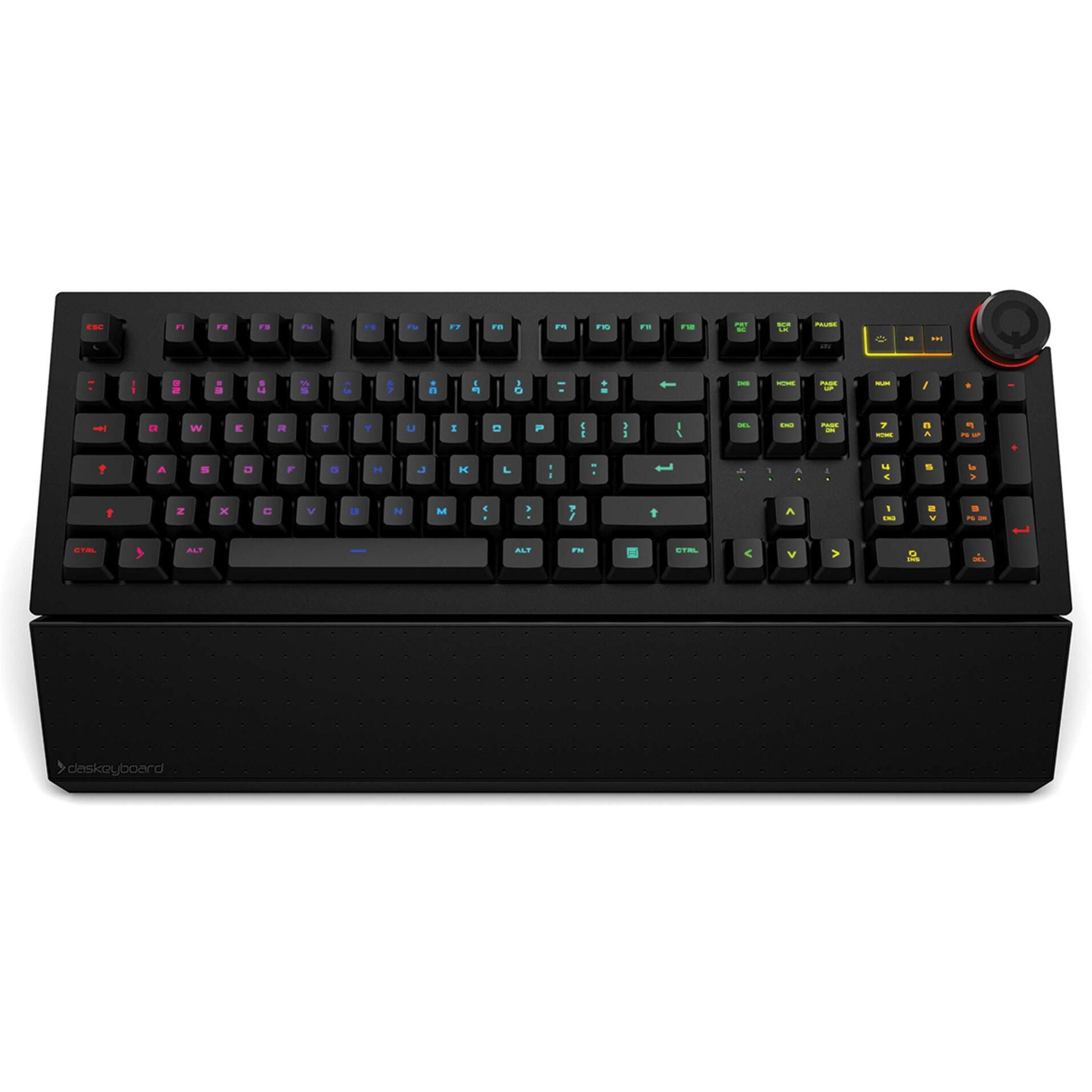 Das Keyboard 5Qs Smart Rgb Programmable Mechanical Keyboard For Work & Gaming  Soft Tactile Mechanical Switches  Built-In Rgb Profiles  Palm Rest  Volume Knob  Aluminum Top (104 Keys  Black)