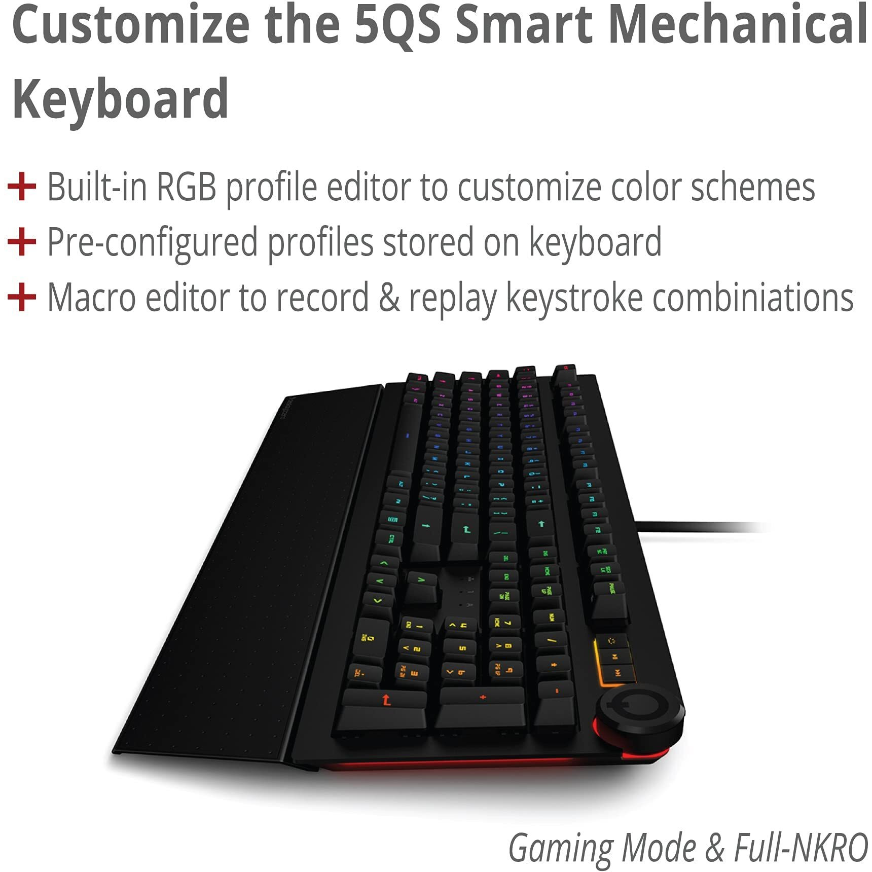 Das Keyboard 5Qs Smart Rgb Programmable Mechanical Keyboard For Work & Gaming  Soft Tactile Mechanical Switches  Built-In Rgb Profiles  Palm Rest  Volume Knob  Aluminum Top (104 Keys  Black)