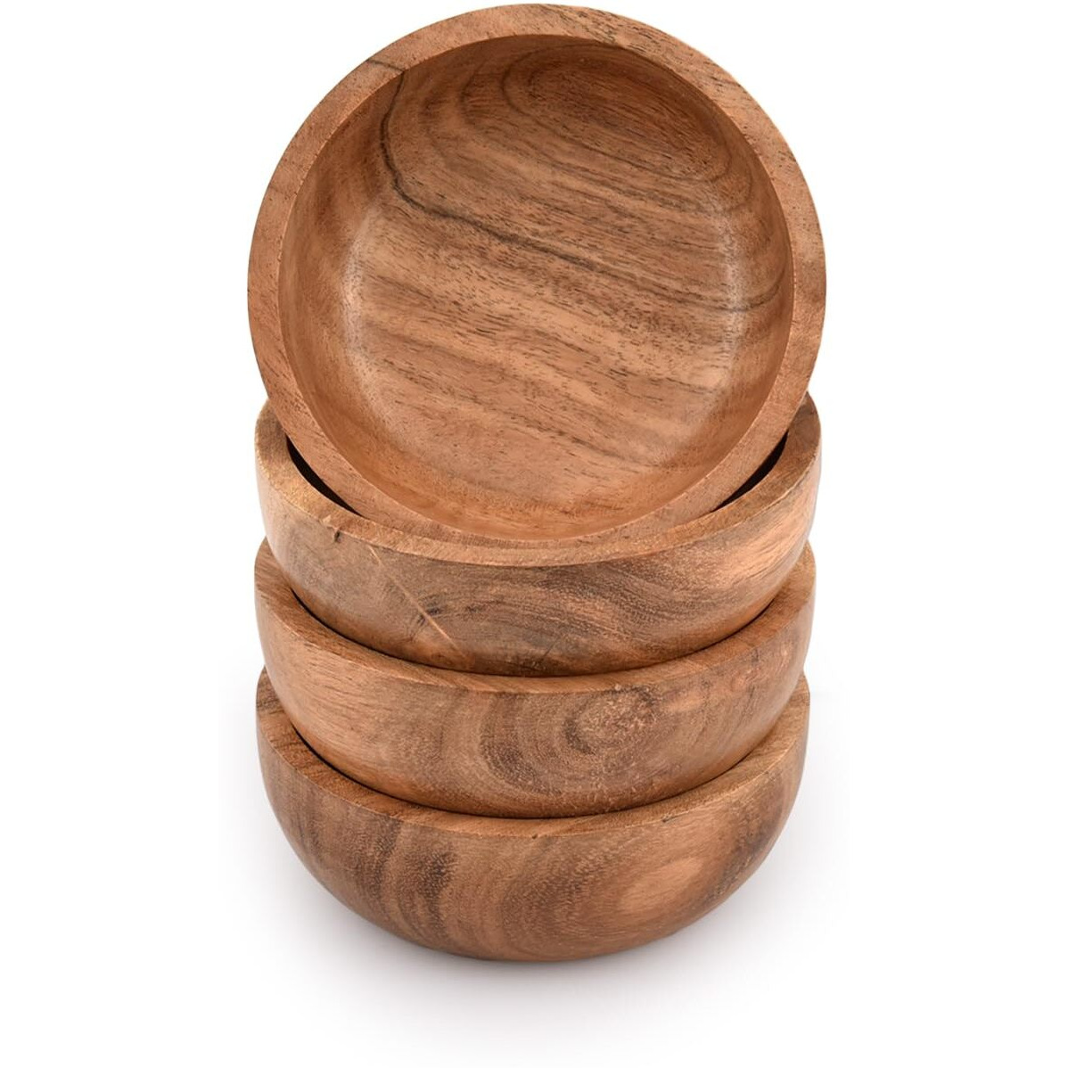 Samhita Acacia Wooden Small Bowl For Nuts  Candy  Appetizer  Snacks  Olive And Salsa | Dining DCor Absolute Beautiful (Set Of 4) (4"" X 4"" X 1.5"")