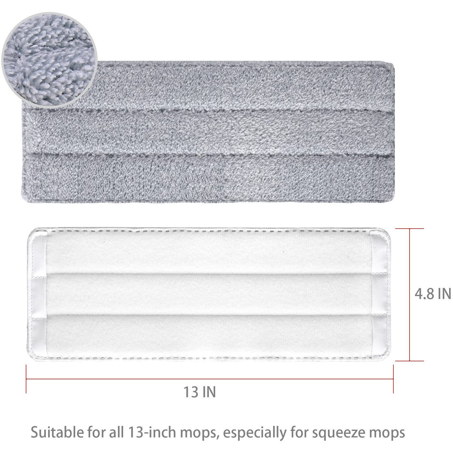 Bycarm Microfiber Flat Mop Pads Compatible With Libman Bosheng & 13 Inch Flat Mop Or Mop Bucket Set(6 Pack)  13"" X 4.9"" Washable Replacement Mop Pads For Floor Cleaning