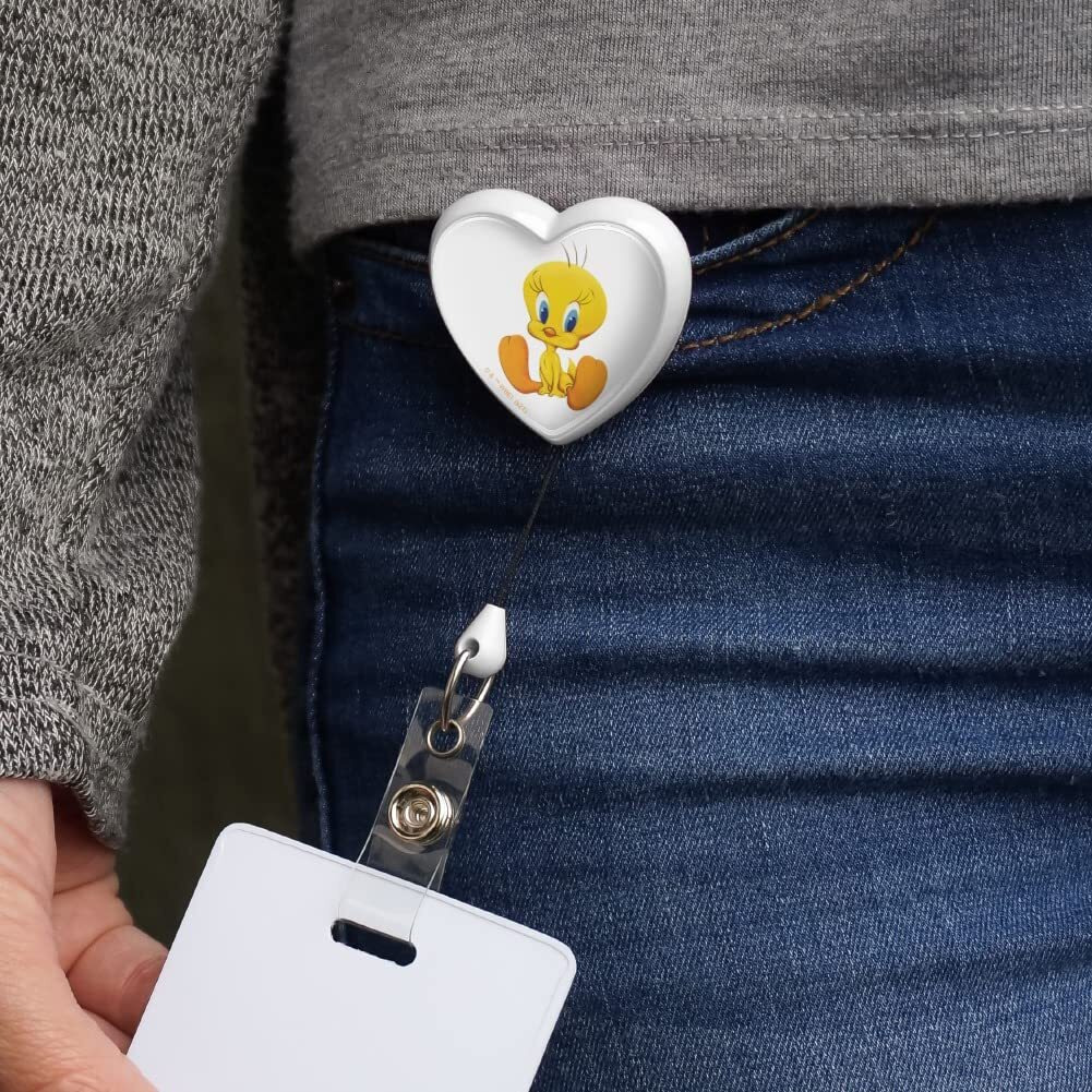 Looney Tunes Cute Tweety Heart Lanyard Retractable Reel Badge Id Card Holder