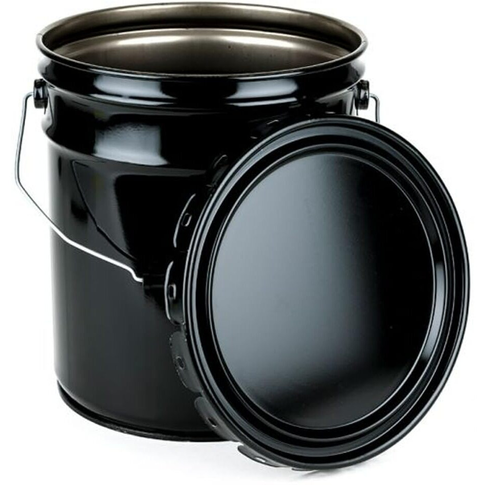 Ateret 5 Gallon Black Metal Bucket & Lid  Heavy Duty Durable Pails And Lids For Outdoor And Household Use (1 Pack)
