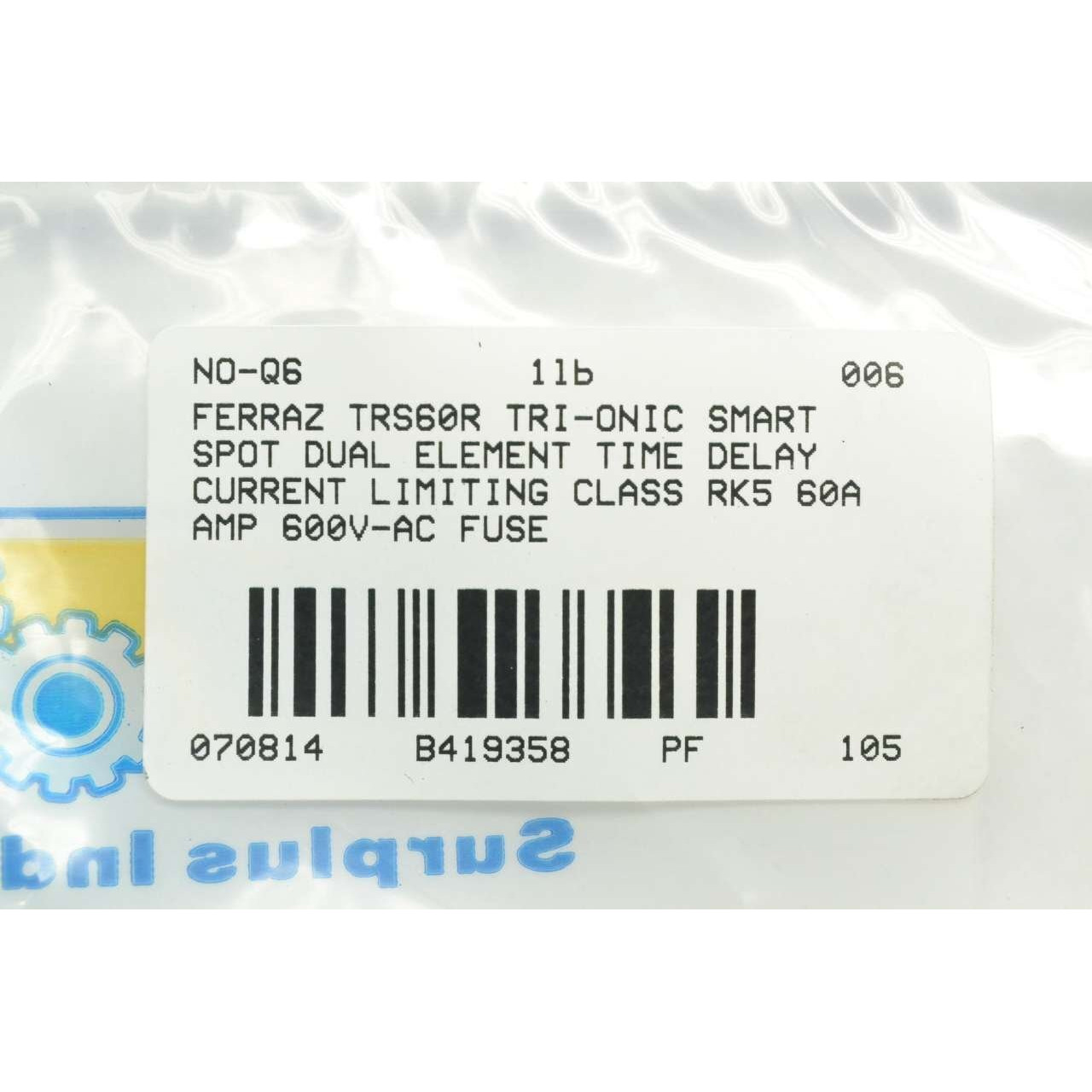 Ferraz Trs60R Tri-Onic Smart Spot Class Rk5 60A Amp 600V-Ac Fuse B419358