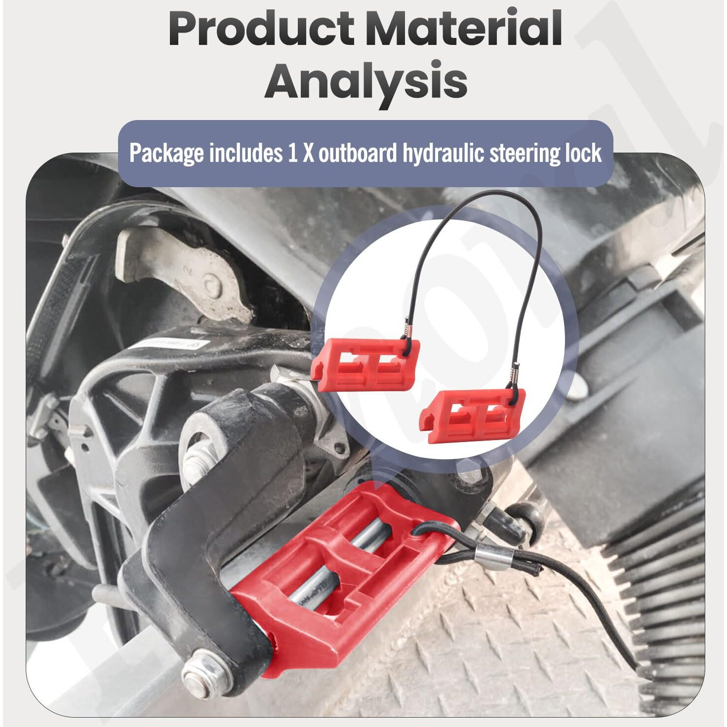 Red Hydraulic Steering Locks  Outboard Motor Steering Lock For Most Steering Cylinder Rods On Outboard Engines  In Position When Towing - Transom Savers For Outboard Motor Trailering/Transport