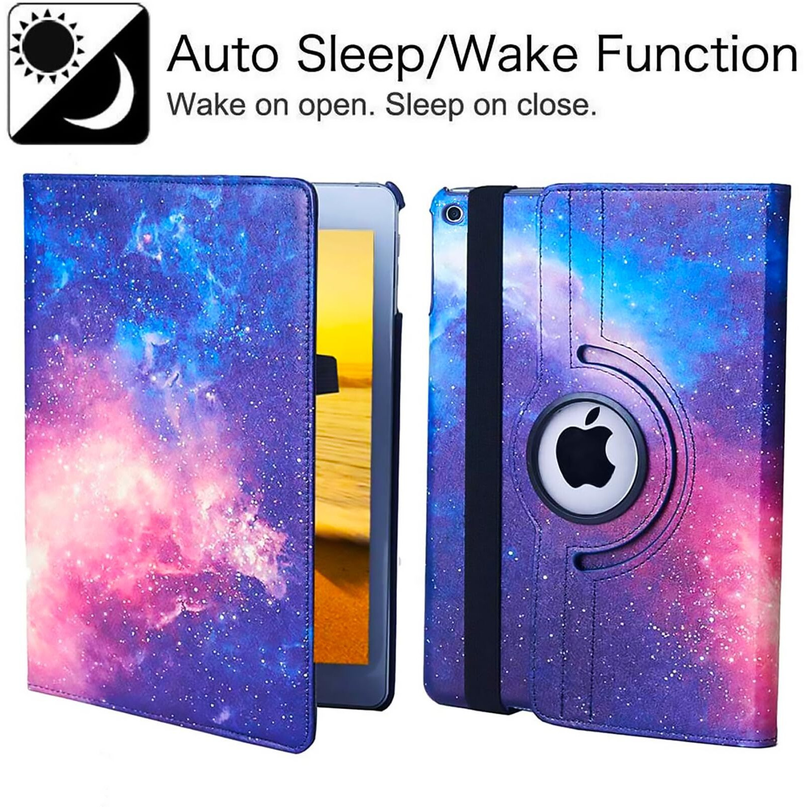 Hsxfl Rotating Case For Ipad 9Th/8Th/7Th Generation - 360 Degree Protective Ipad Covers 10.2 Inch With Auto Sleep/Wake Function  Galaxy