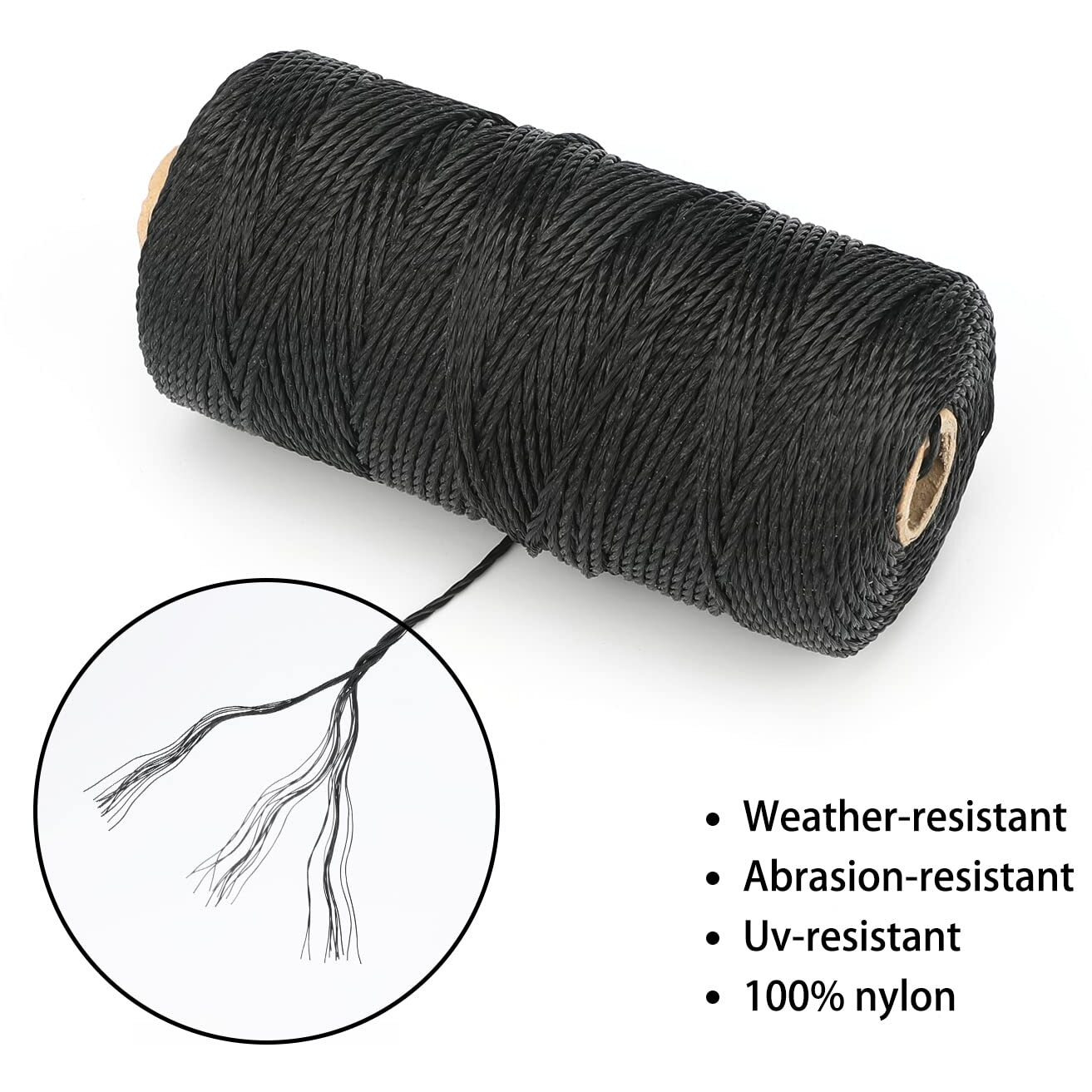 Jijacraft 426 Feet Black Nylon Twine 36 Mason Nylon String Line  100% Nylon Brick Line String  Durable Twisted Construction String Building Line For Masonry  Climbing Plants  Gardening  Crafting