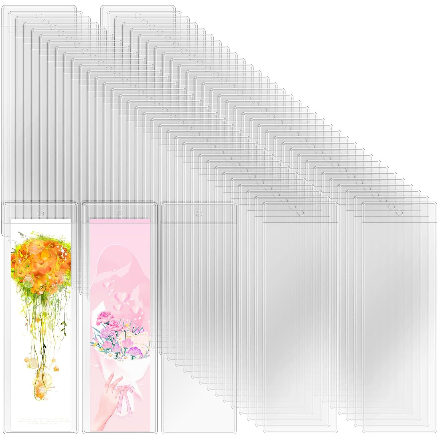 Wpxmer 100 Pcs Clear Bookmark Sleeves  Blank Bookmark Holder Sleeves For School And Office Use  6.7 X 2.3 Inches