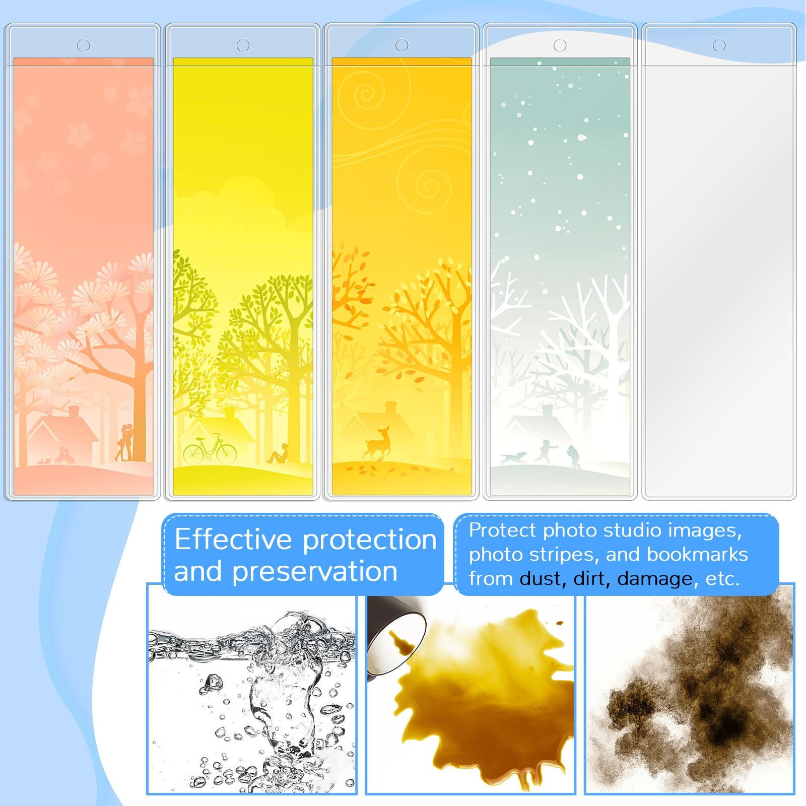 Wpxmer 100 Pcs Clear Bookmark Sleeves  Blank Bookmark Holder Sleeves For School And Office Use  6.7 X 2.3 Inches