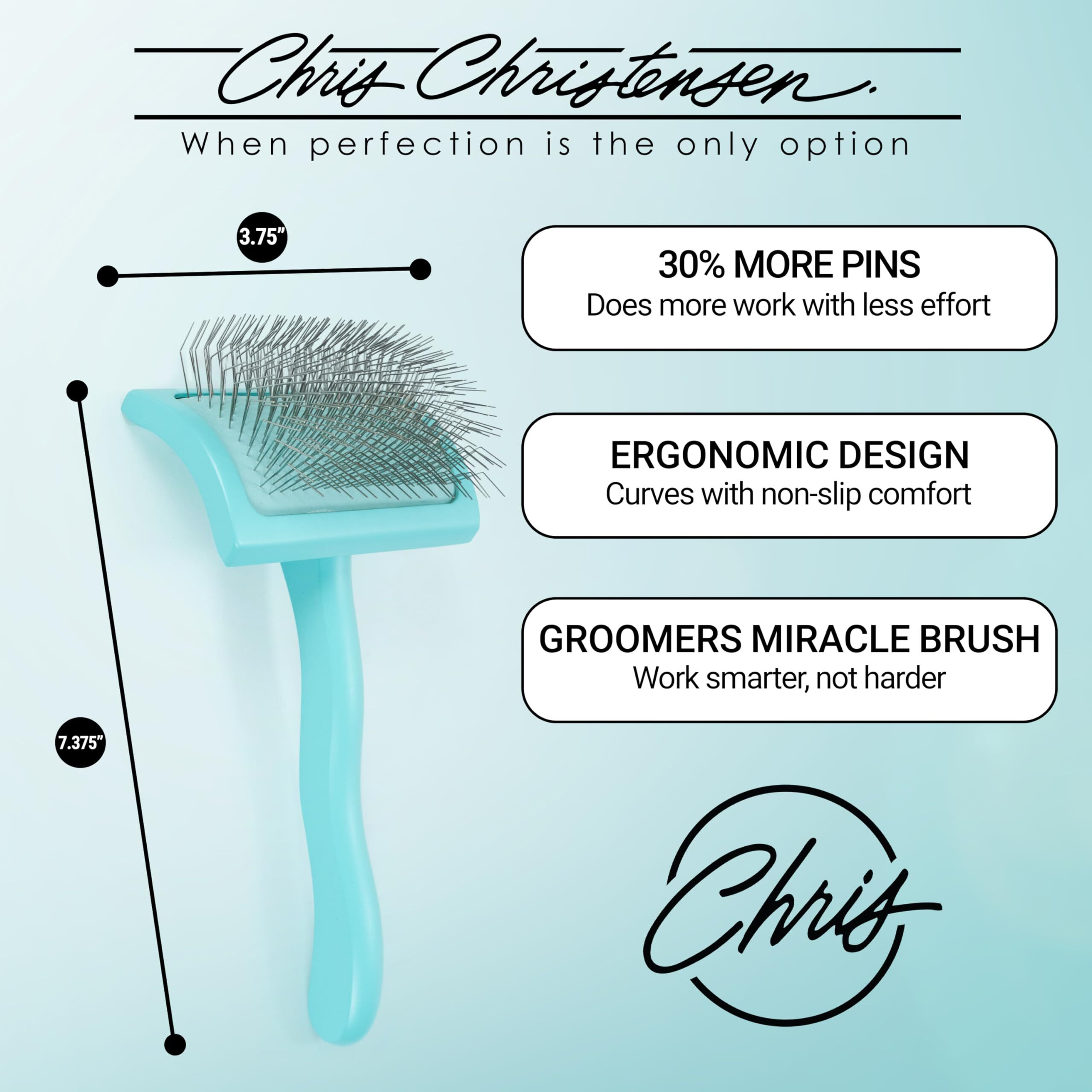 Chris Christensen Big G Dog Slicker Brush For Dogs (Goldendoodles  Labradoodles  Poodles)  Groom Like A Professional  Fluff Detangle Style  Saves Time Energy  Teal  Medium