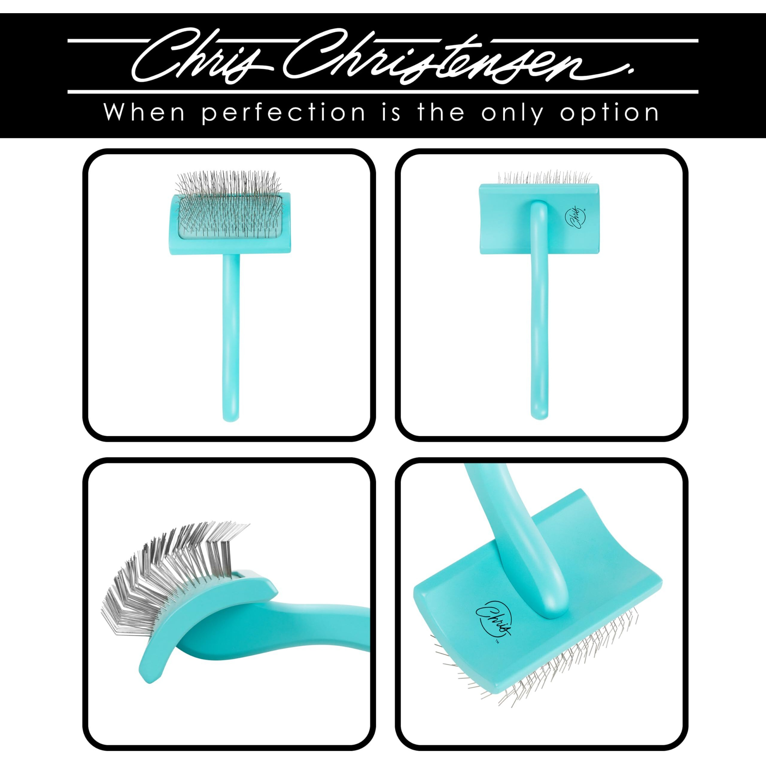 Chris Christensen Big G Dog Slicker Brush For Dogs (Goldendoodles  Labradoodles  Poodles)  Groom Like A Professional  Fluff Detangle Style  Saves Time Energy  Teal  Medium