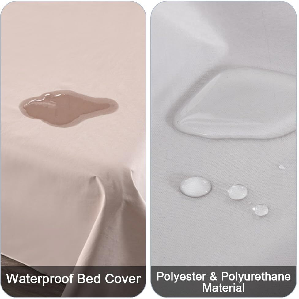 Dujuike Waterproof Bed Cover For Dog And Cats Pet Hair Resistant Bed Sheet Cover  Protective Bed Liner Cover With 100% Waterproof Breathable Thin Fabric (Cal King/King 98 * 90 Inch  Camel)