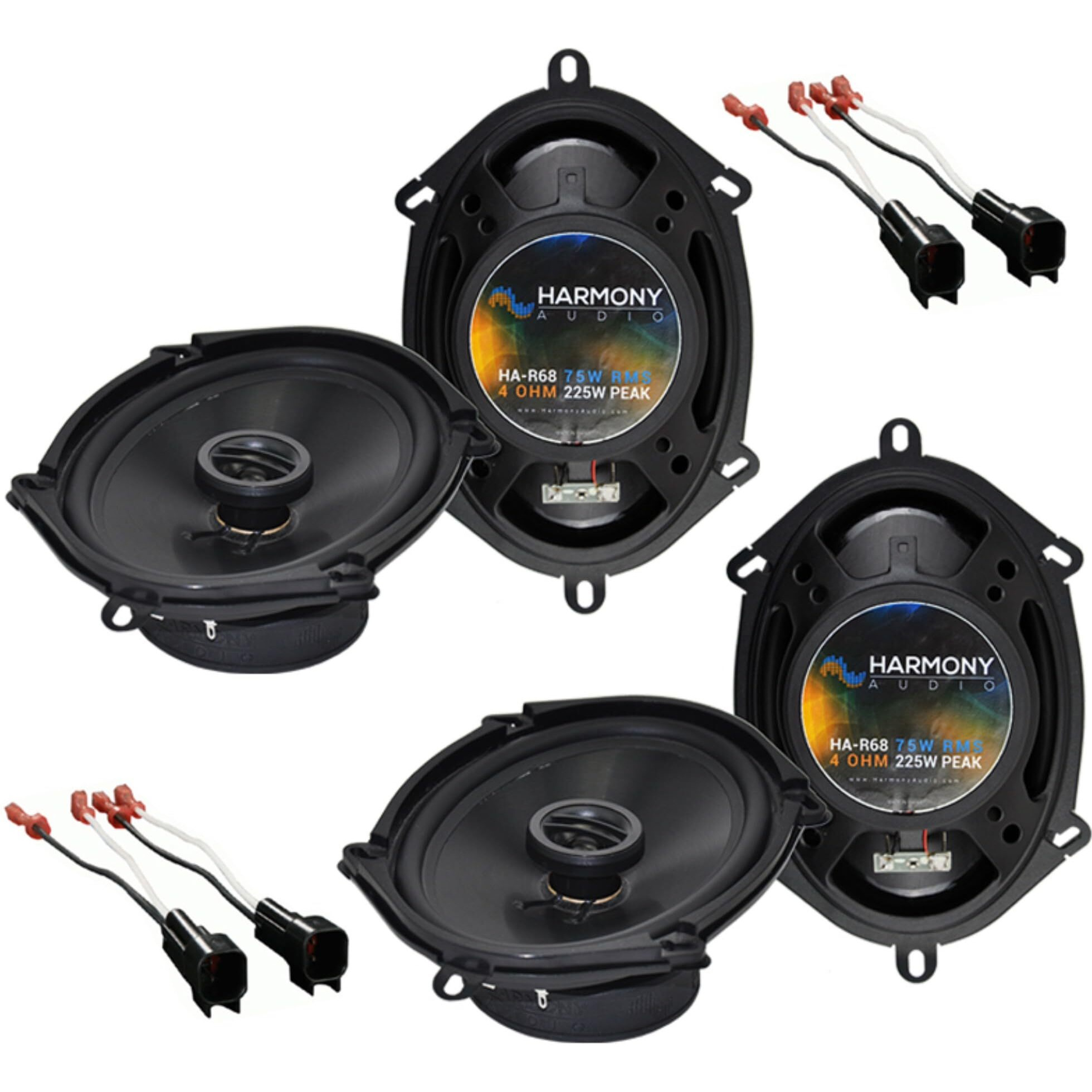 Harmony Audio Bundle Compatible With 1998-2011 Ford Ranger (2) Ha-R68 5X7 6X8 New Factory Speaker Replacement Upgrade Package 225W Speakers With Ha-725600 Speaker Replacement Harness