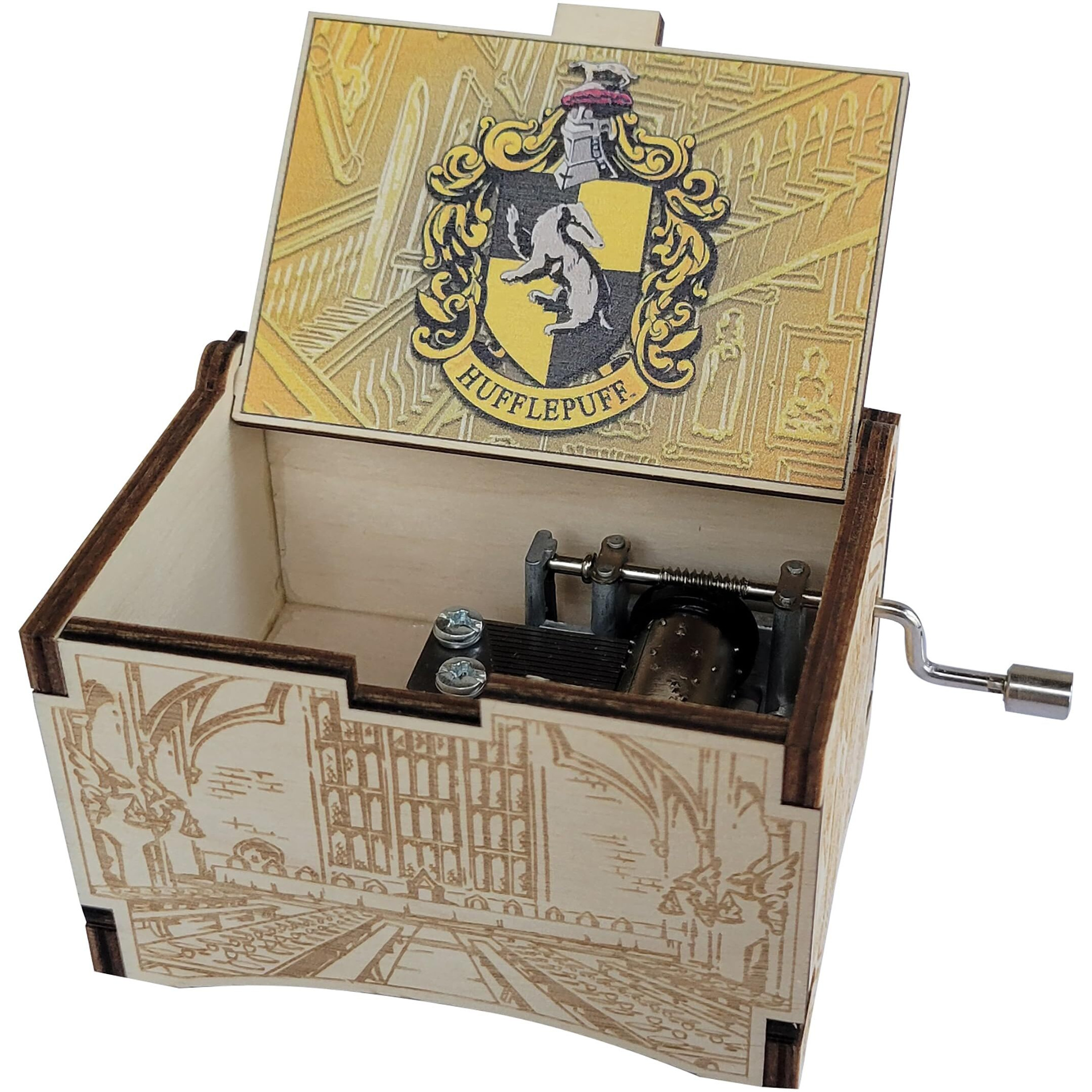 Thelaser'sedge  Hogwarts Castle  Harry Potter Music Box With Movies Hedwig's Theme  Gifts For Women  Men  Birthday  Christmas  Mothers Day  Anniversary Or Merchandise Decor - Hufflepuff House