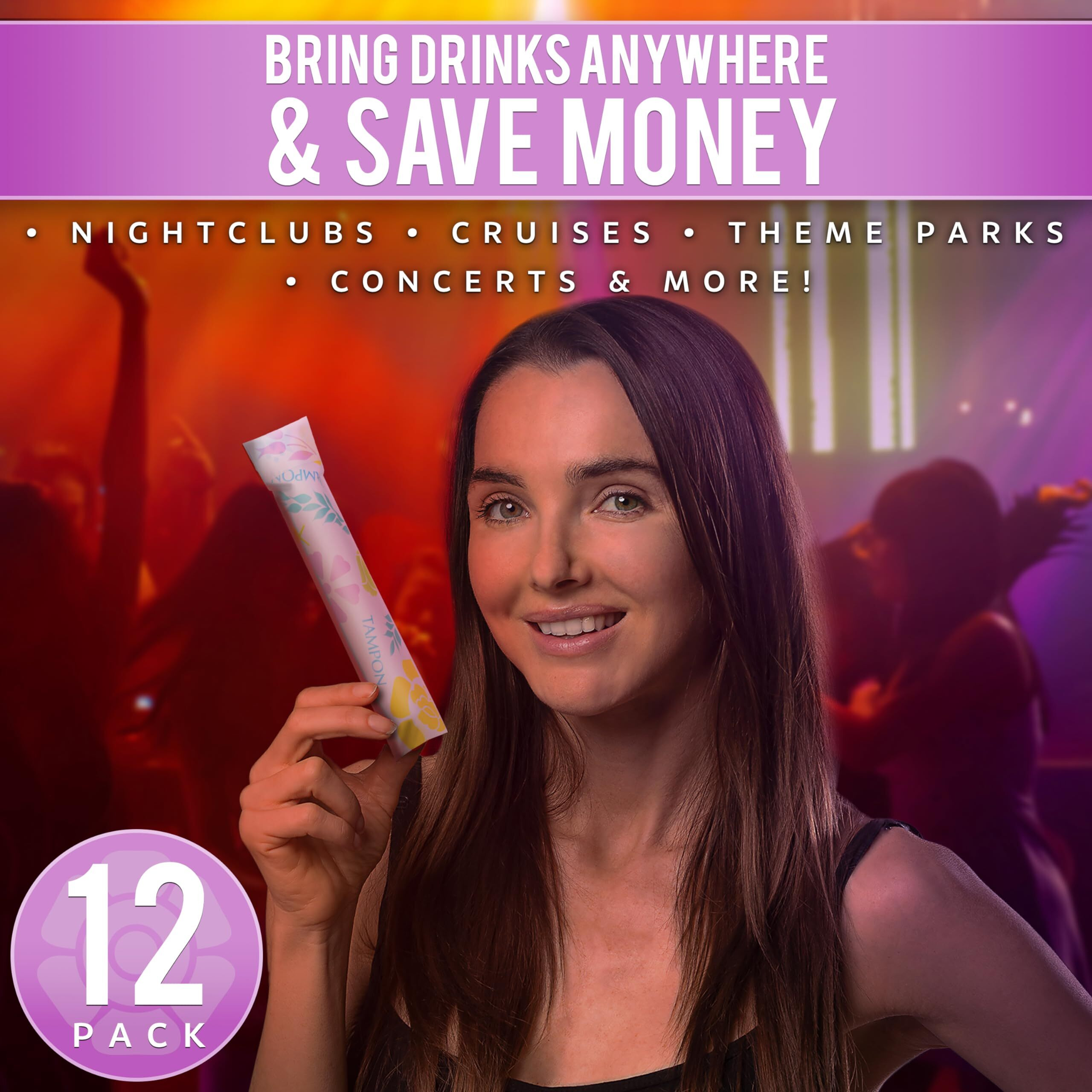 Gopong Tampon Flasks 12 Pack (18 Oz Total) - Hidden Alcohol Travel Flasks For Women - Secret Liquor Containers For Nightclubs  Festivals  Cruises  And Sports Events - Includes Funnel & Spout