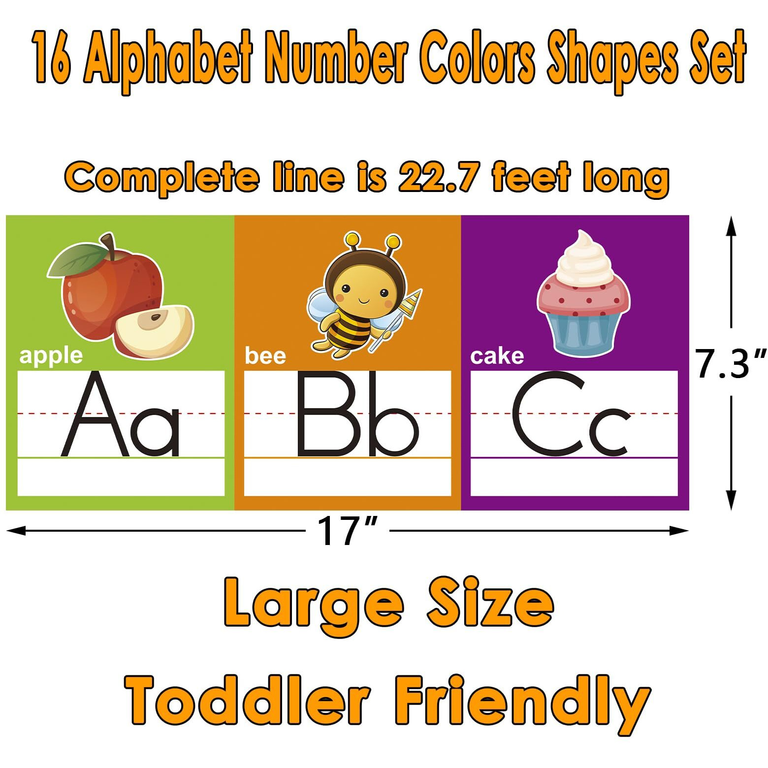 Alphabet Line Bulletin Board Set Abc Number 0-20 Wall Decorations For Pre-School Kindergarten Elementary Classroom Nursery Homeschool(Large  16 Pcs)