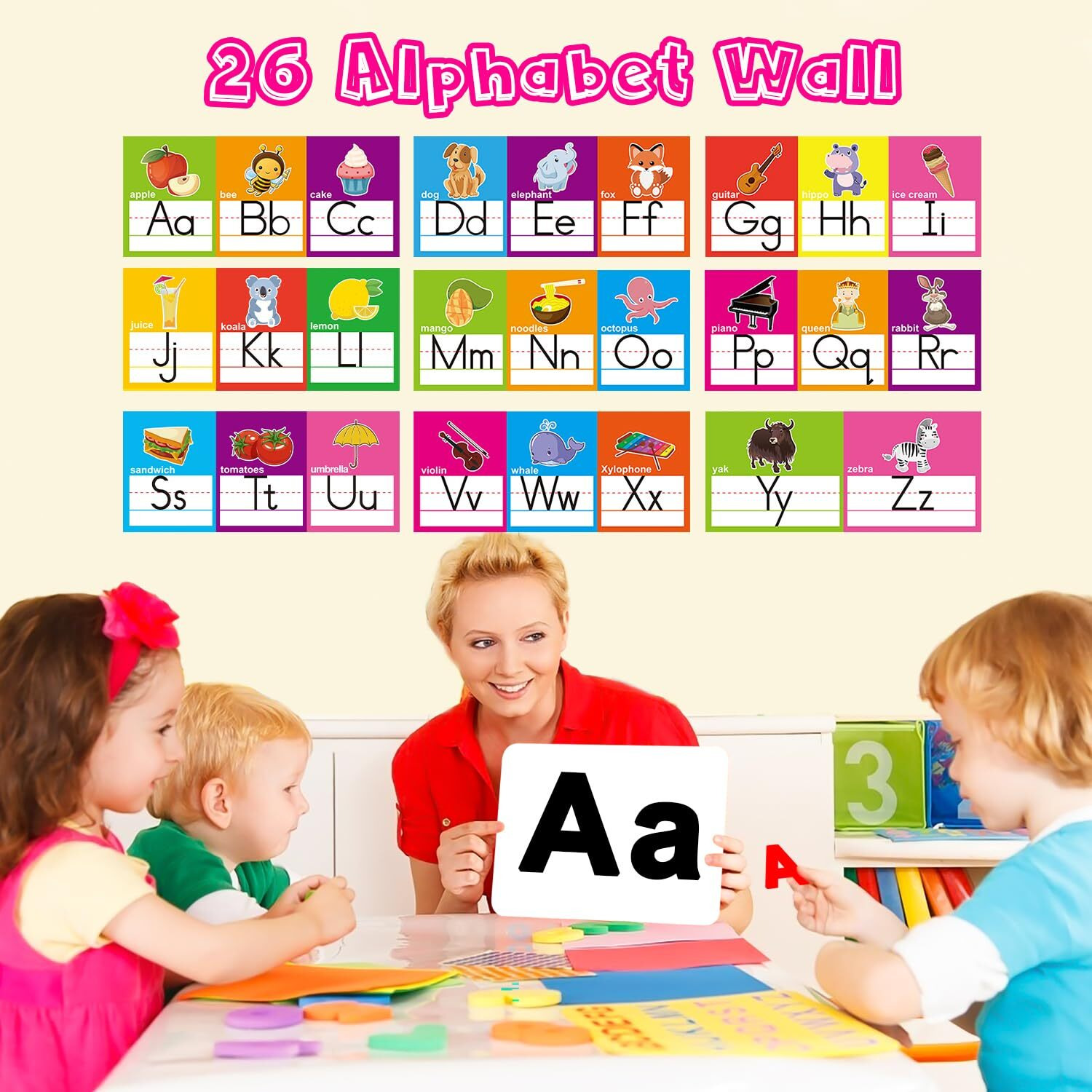 Alphabet Line Bulletin Board Set Abc Number 0-20 Wall Decorations For Pre-School Kindergarten Elementary Classroom Nursery Homeschool(Large  16 Pcs)
