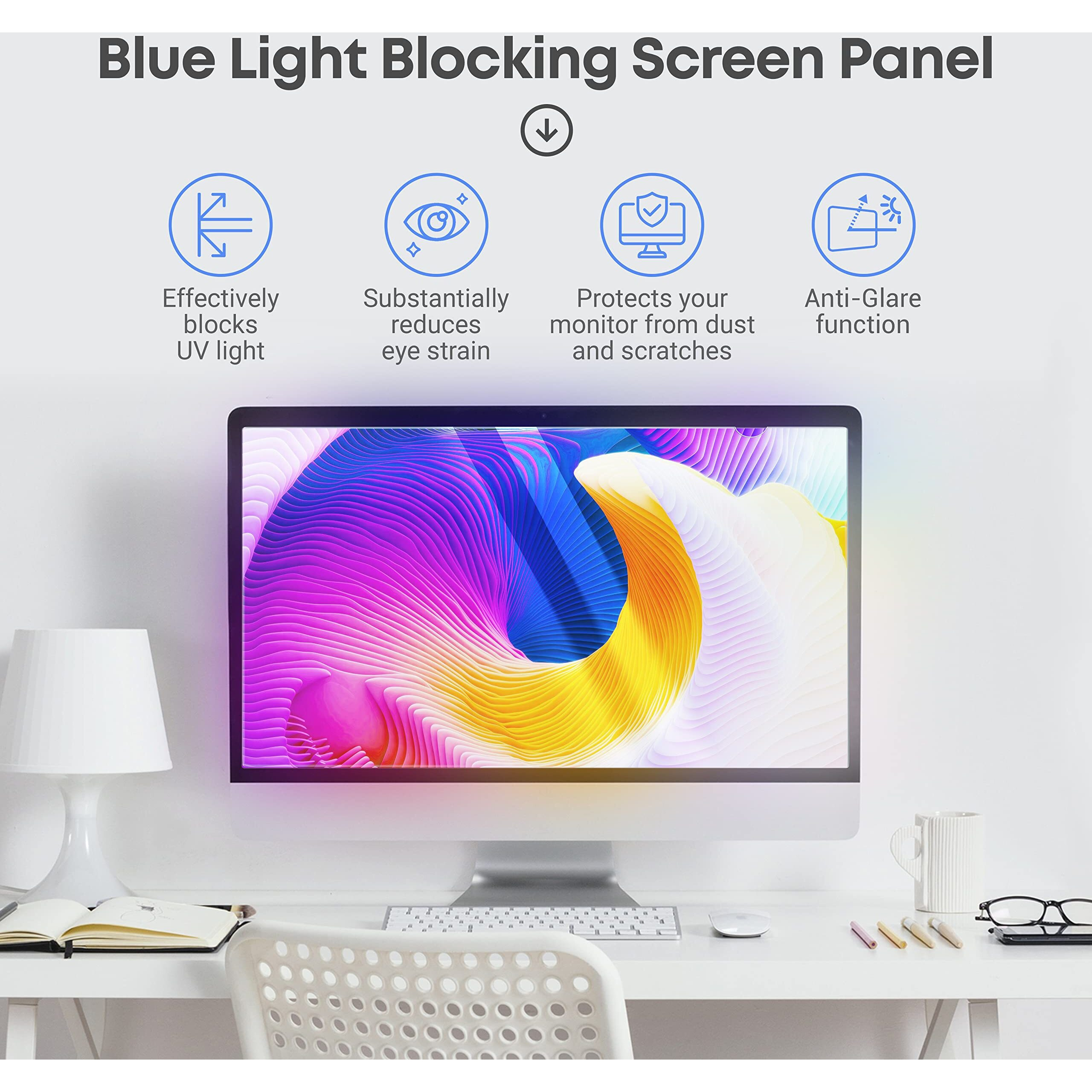 23 Inch Anti-Glare Blue Light Blocking Screen Protector Panel For 169 Widescreen Computer Monitor And Laptop - Pc Anti-Uv Eye Protection Filter Film - Anti-Scratch Diagonal Frame Shield [1 Pack]
