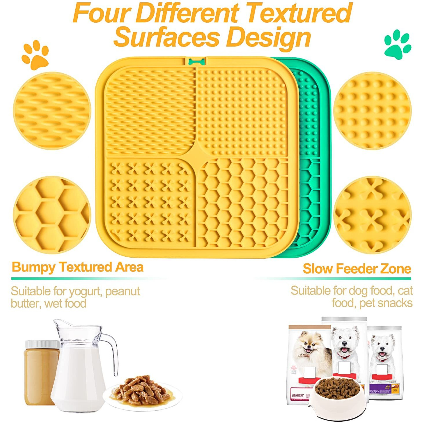Lukito Premium Silicone Licking Mat For Dogs & Cats  77 Suction Cups  Slow Feeder  Boredom Reducer  Anxiety Relief  Dishwasher Safe  Food Grade
