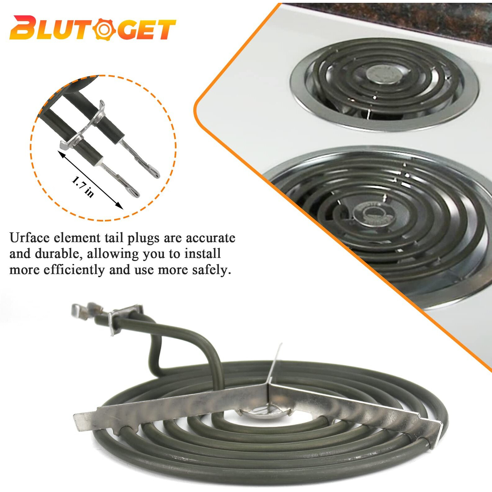 Wb30M1 Wb30M2 Electric Stove Burner Replacement By Blutoget - Ge Electric Range Burner Element - Fit For Ge Hotpoint Ken-More Electric Range Stove - 2 6"" Ers30M1 & 2 8"" Ers30M2 Surface Element Kit