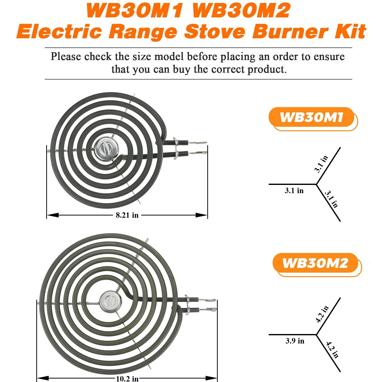 Wb30M1 Wb30M2 Electric Stove Burner Replacement By Blutoget - Ge Electric Range Burner Element - Fit For Ge Hotpoint Ken-More Electric Range Stove - 2 6"" Ers30M1 & 2 8"" Ers30M2 Surface Element Kit