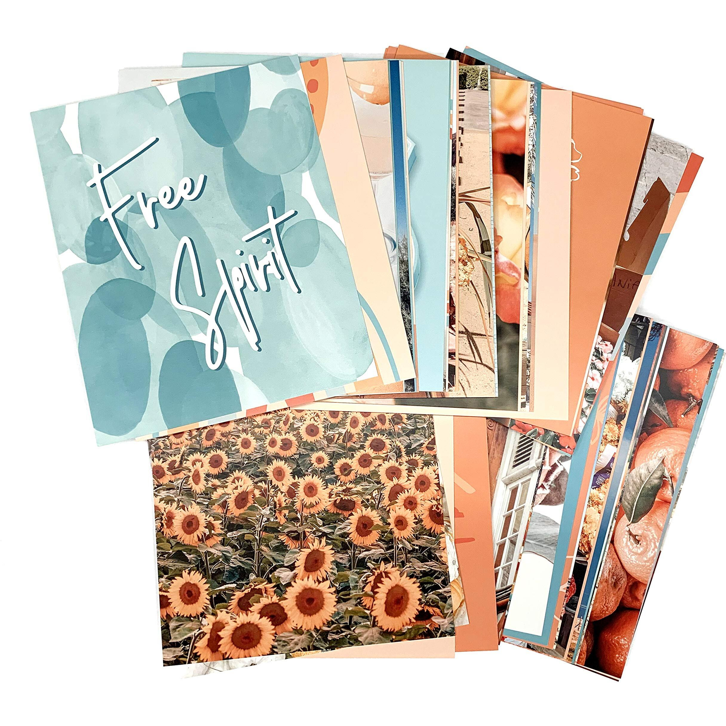 Peach Aesthetic Wall Collage Kit  Room Decor For Teen Girls  Peachy Teal Wall Art Print  Dorm Photo Collection  Boho Posters For Room Aesthetic (Peach)