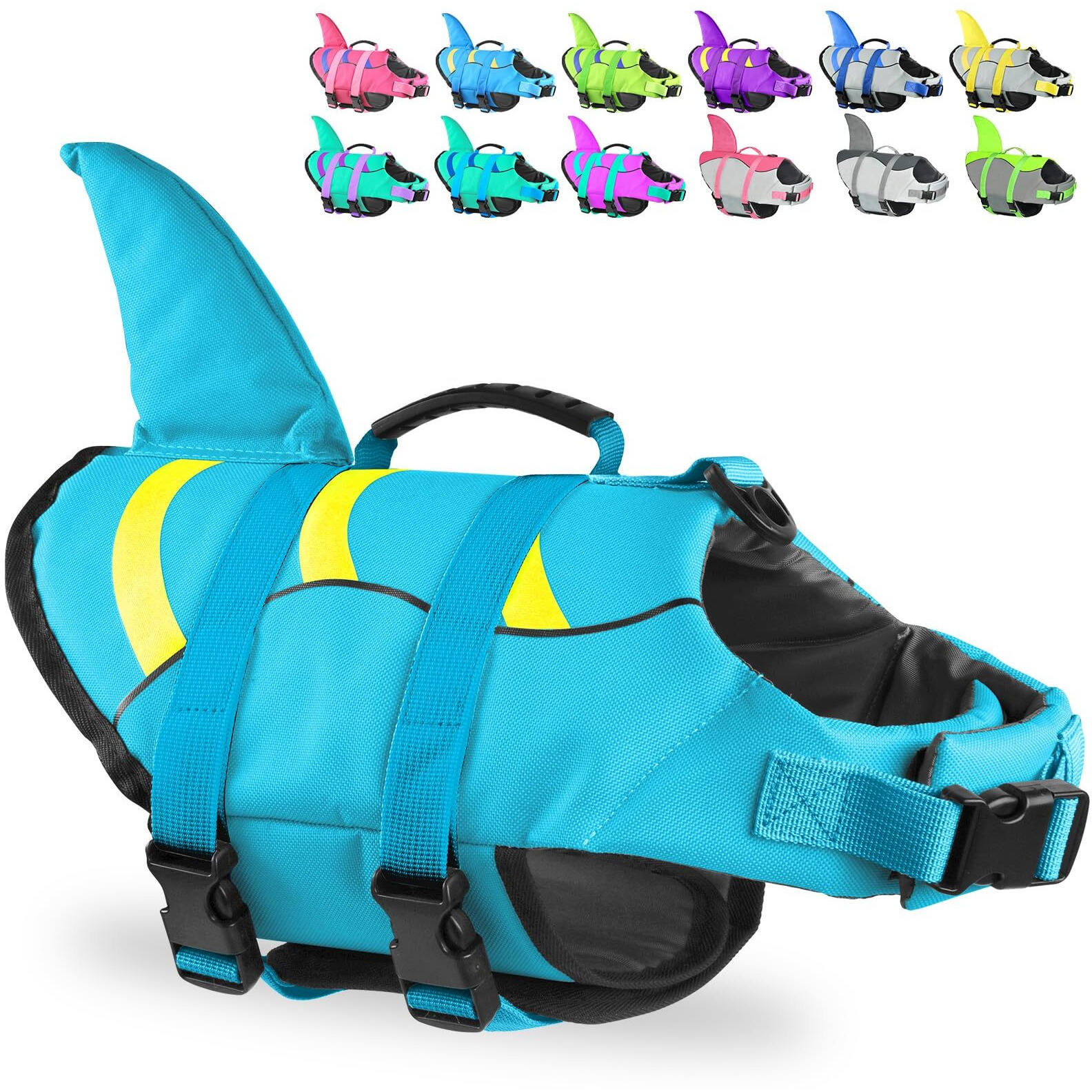 Fragralley Dog Life Jacket Shark  Dog Life Vest Adjustable Ripstop  Dog Swimming Safety Vest With Superior Buoyancy & Rescue Handle For Small Medium Large Dogs  Swim  Pool  Beach  Boating