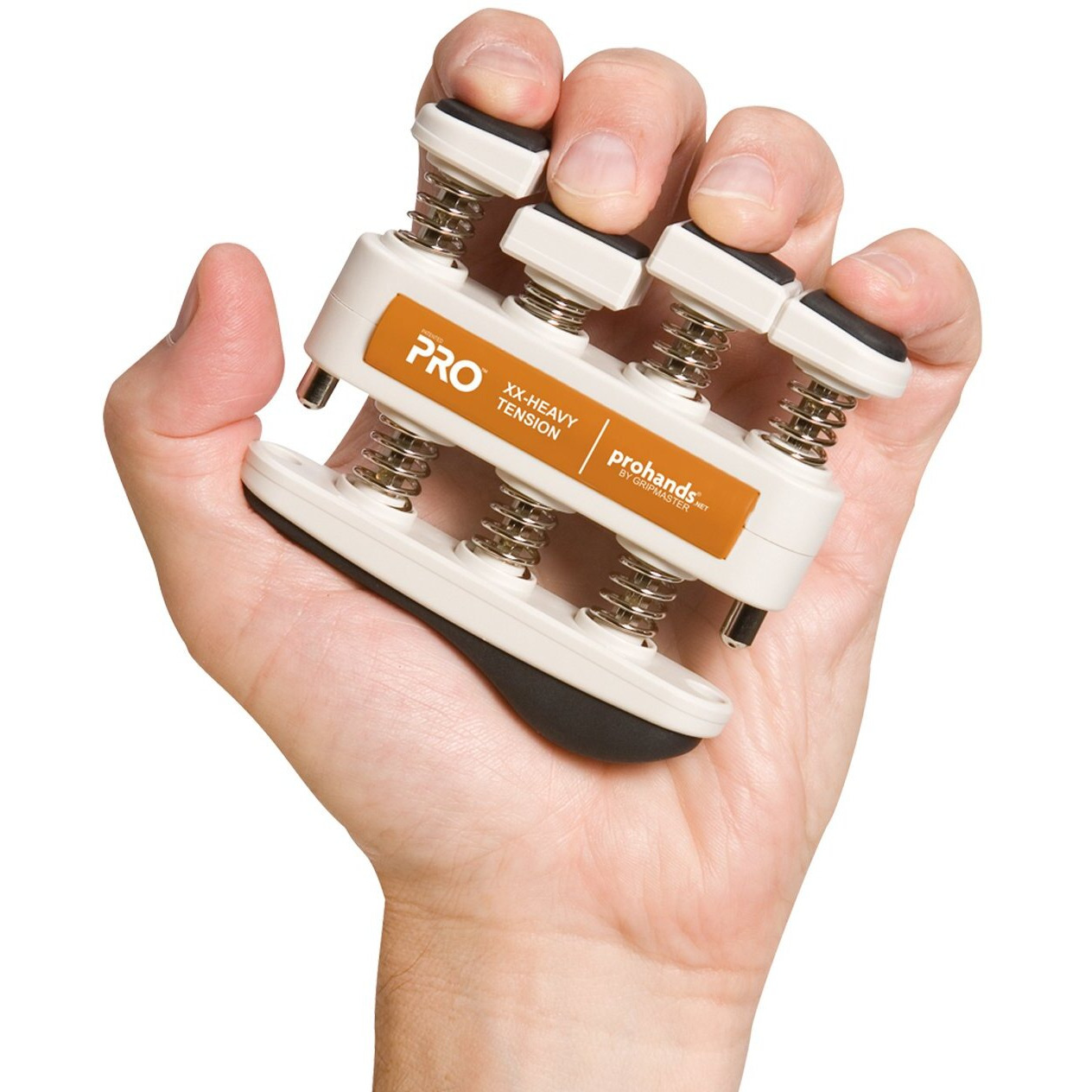 Prohands Pro Hand Exerciser  Finger Exerciser (Hand Grip Strengthener)  Spring-Loaded  Finger-Piston System  Isolate And Exercise Each Finger  (13 Lb Xx-Heavy Tension  Orange-Pro)