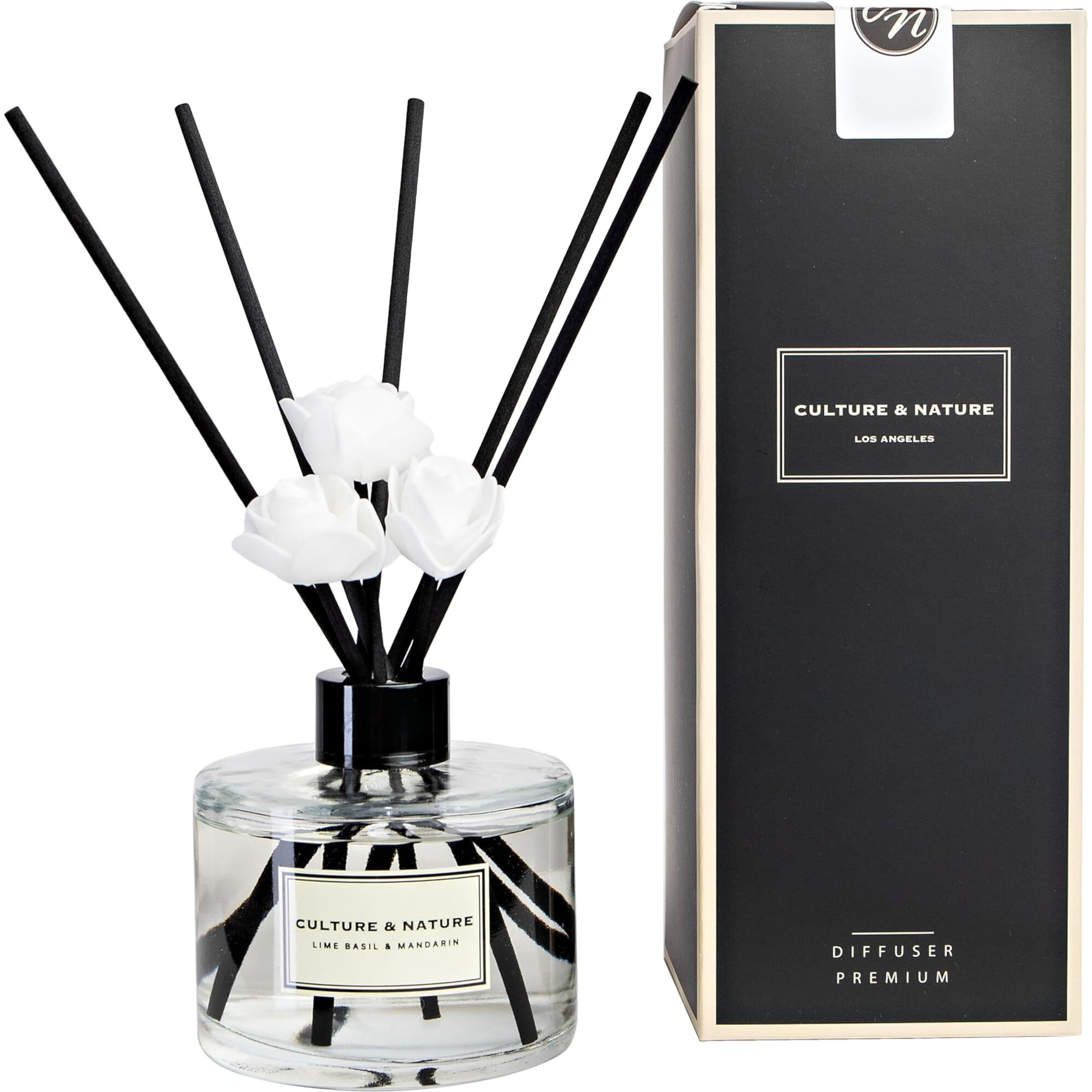 Culture & Nature Reed Diffuser Set 6.7Oz (200Ml) Lime Basil & Mandarin Scented Diffuser With Sticks Home Fragrance Reed Diffuser For Bathroom Shelf Decor