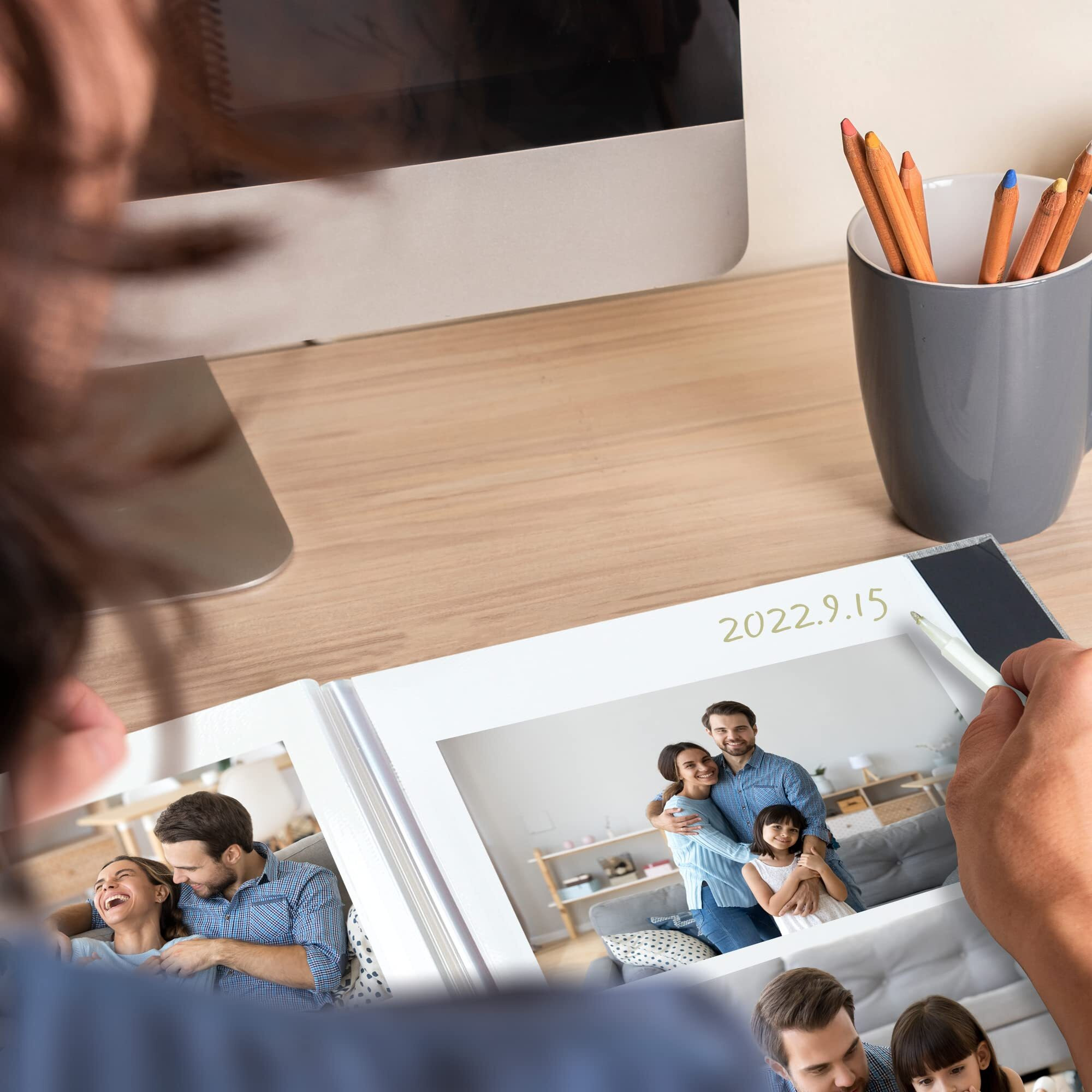 Vienrose Large Photo Album Self Adhesive For 4X6 8X10 10X12 Pictures Scrapbook Album Diy Scrap Book 40 Sticky Pages With A Metallic Pen 13"&quotX12.6"&quot40 Pages