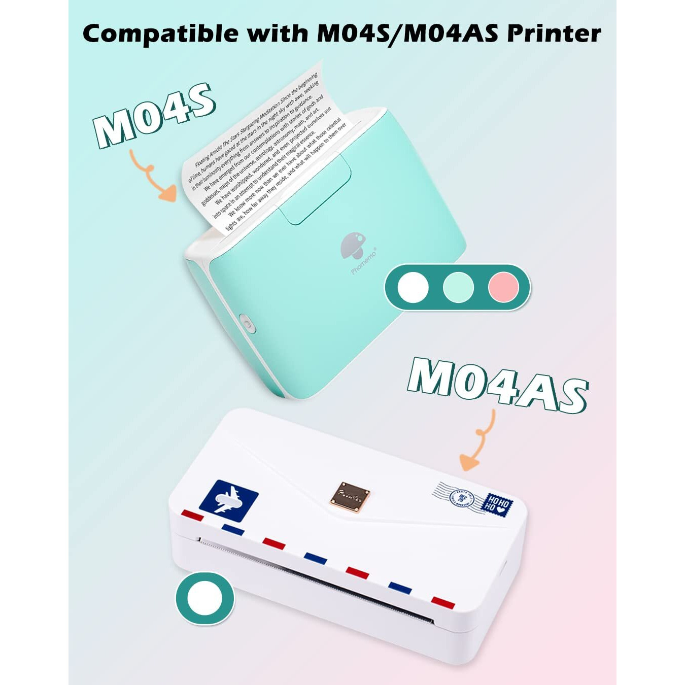 Phomemo Non-Adhesive 110Mm Width Thermal Paper Printer Paper  Compatible With Phomemo M04S/M04As Portable Thermal Printer  Black On White  3 Rolls  Suitable For Notes  List  Photo