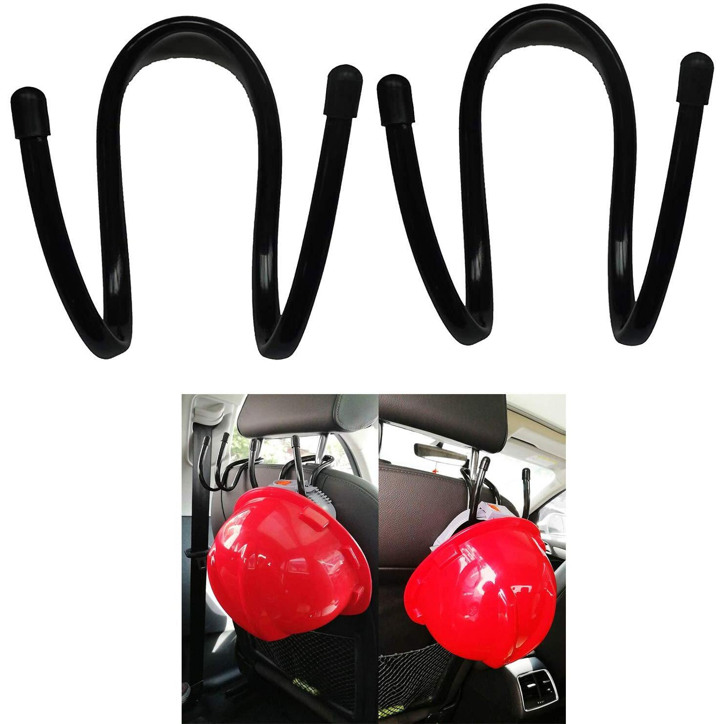 Pmsanzay Flexible Over The Seat Hard Hat Rack Holder Hard Hat Accessory For Vehicle Truck Car - Adjustable Headrest Hooks - Portable Hard Hat Hanger - 2 Pack - No Hard Hat