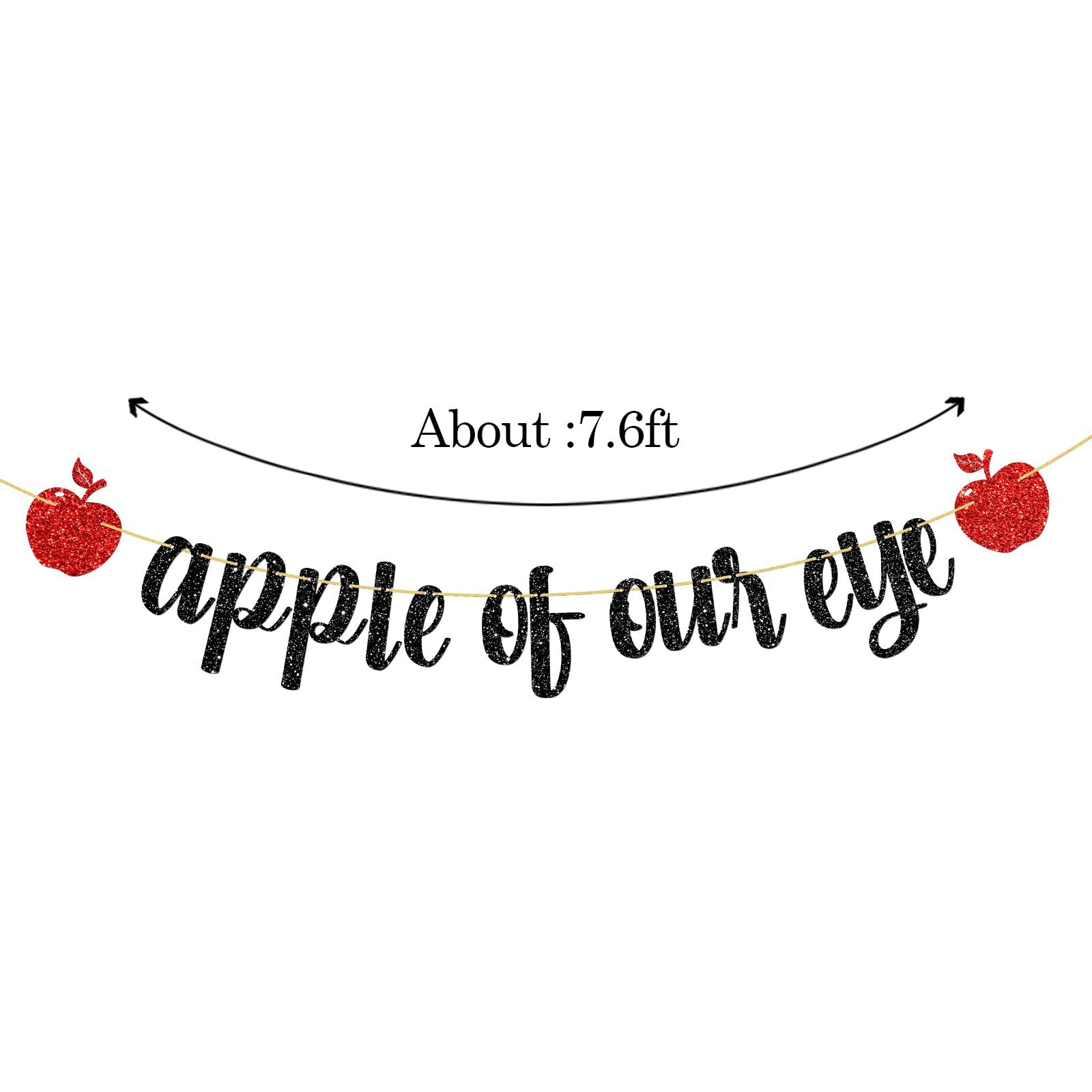 Webenison Apple Of Our Eye Banner/Fruit Apple Theme 1St Birthday Banner/Baby Shower/Wedding/Boys Girls Birthday Party Decoration Supplies Black Glitter